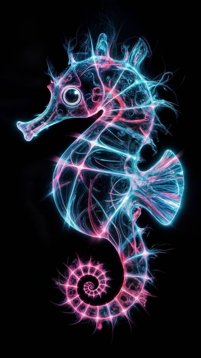 Seahorses Seahorse Bioluminescent Neon Vibrant wallpaper for Apple iPhone, Apple Watch, Mac, iPad and Apple Watch