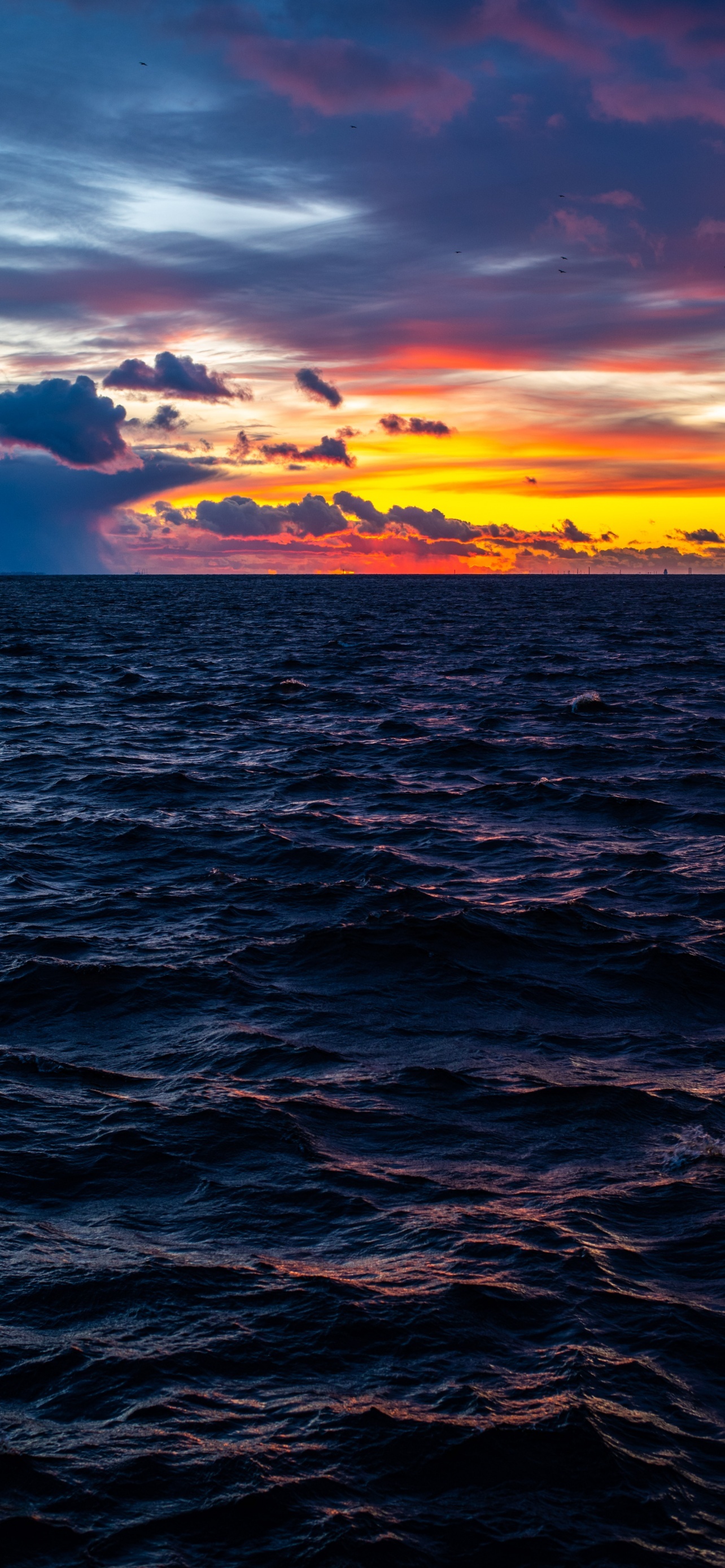 Seascape Sunset Ocean View Cloudy Sky Dusk Horizon 5K