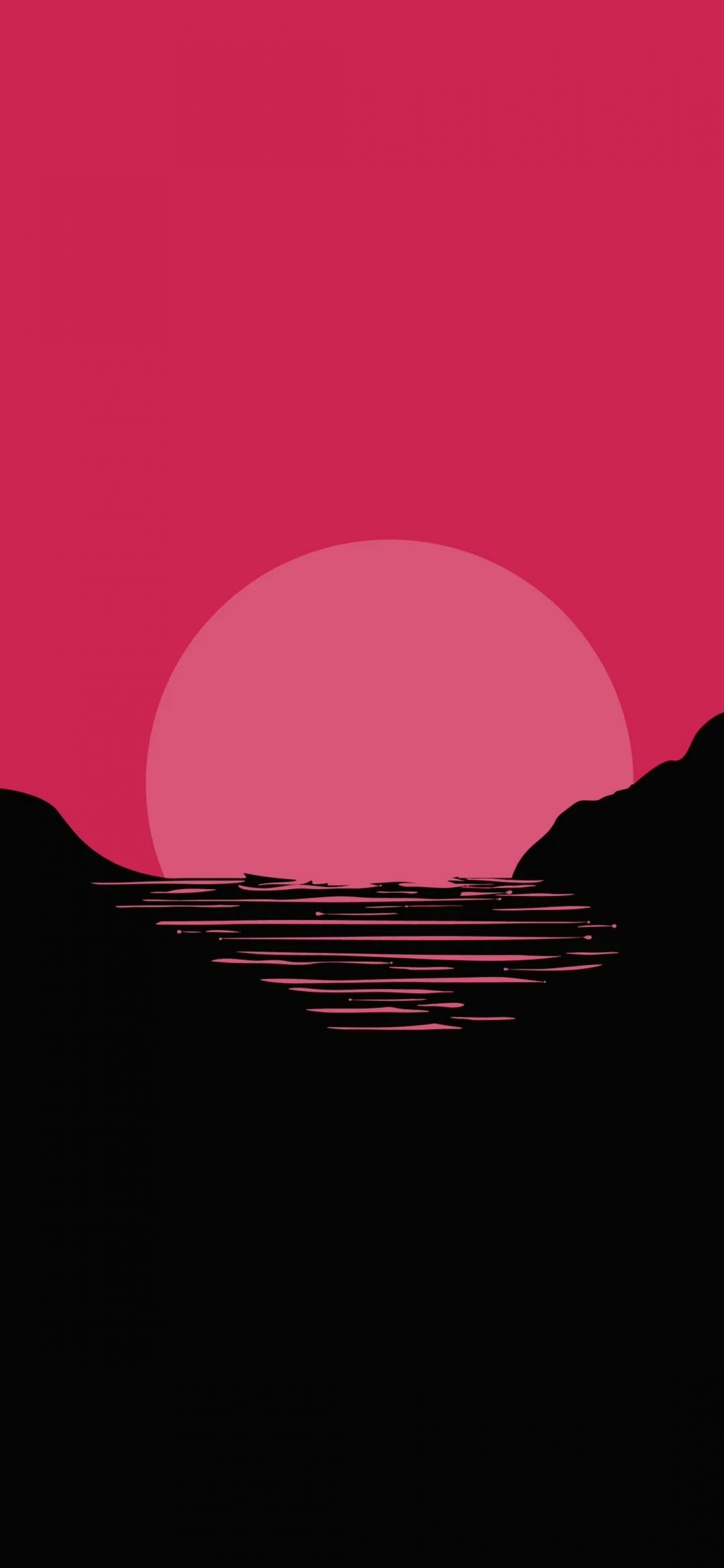 Setting Sun Pink Digital Art Minimal