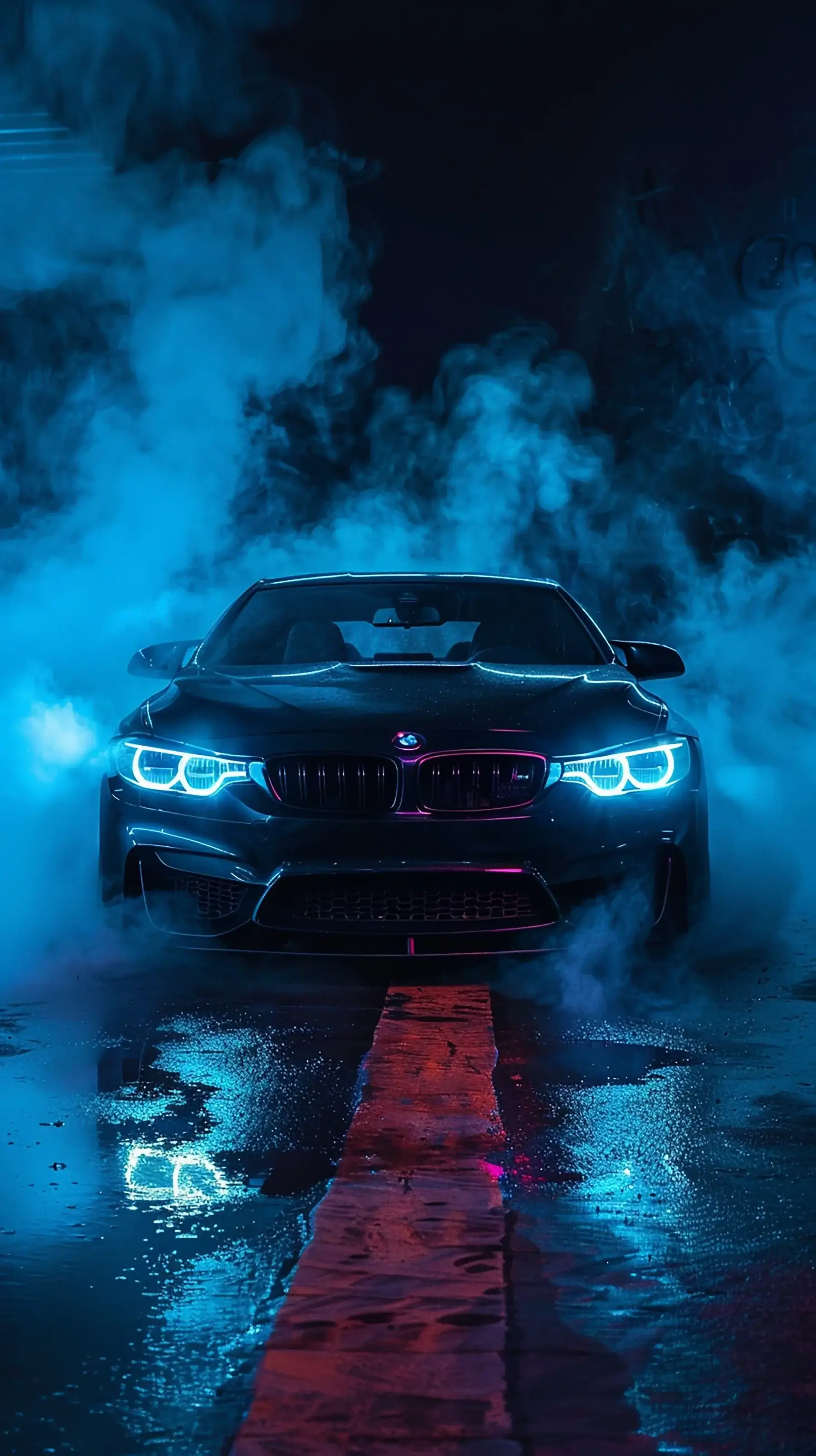 Shiny Black Blue Neon Smoke BMW Group German Luxury Cars Brands