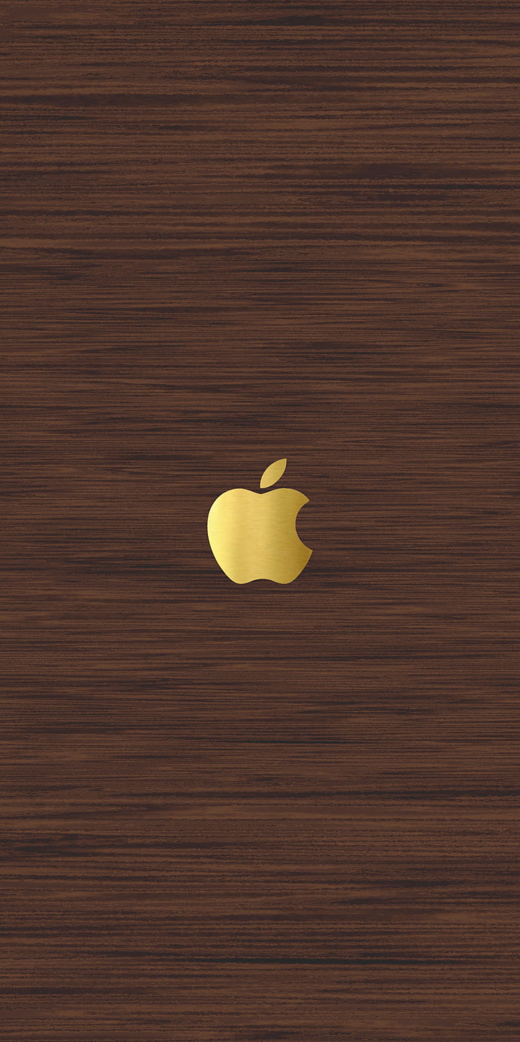 Skeuomorphism Gold Apple Logo On Wood Skeuomorphic wallpaper for Apple iPhone, Apple Watch, Mac, iPad and Apple Watch