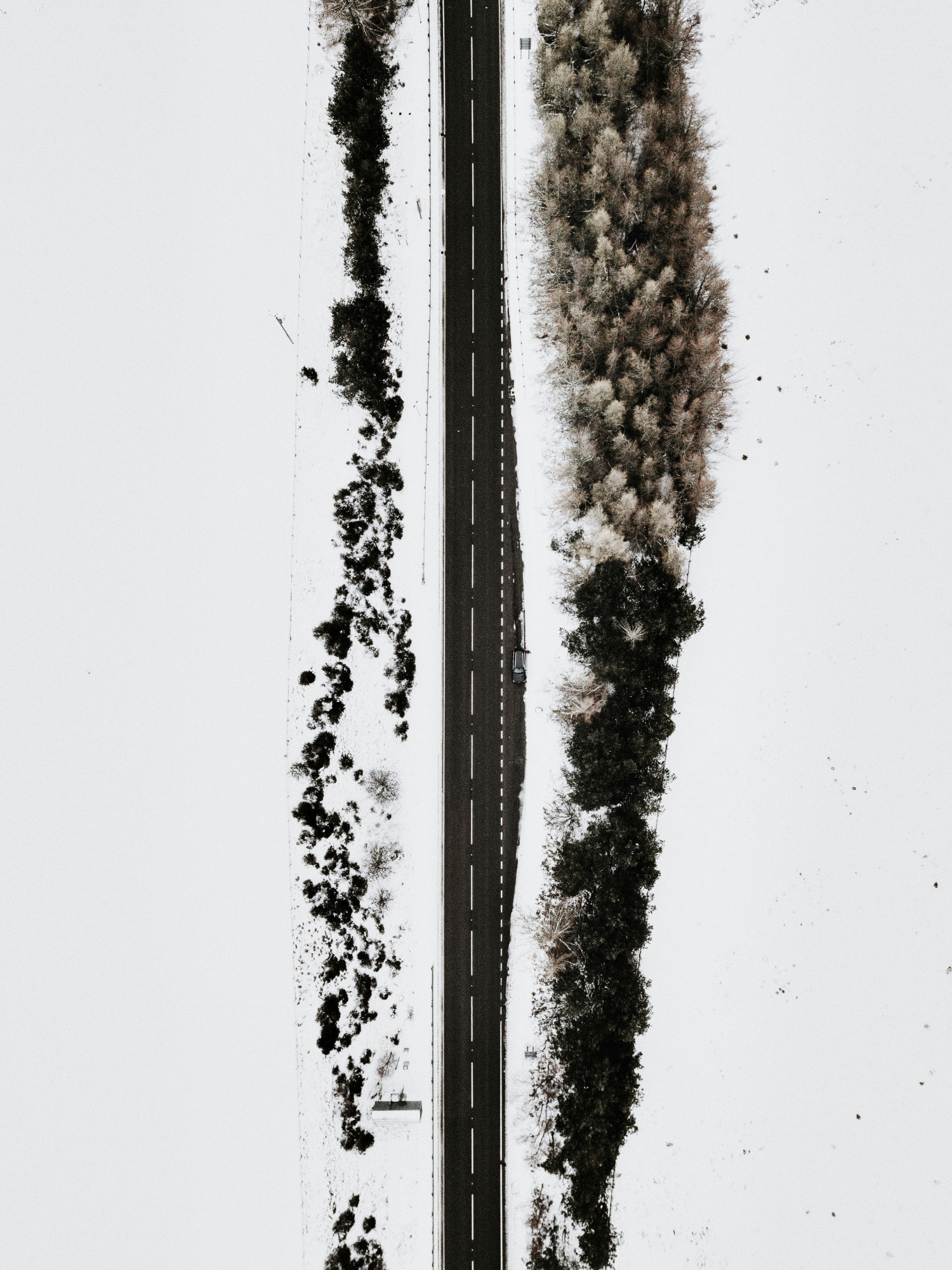 Snow Road From Above Droneshot