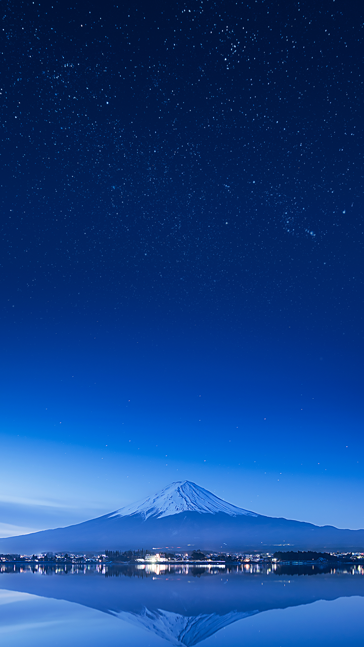 Snowcapped Volcano Mountain Landscape Starry Night Sky Huawei Honor HarmonyOS Google AndroidOS EMUI Emotion Ui Stock Default