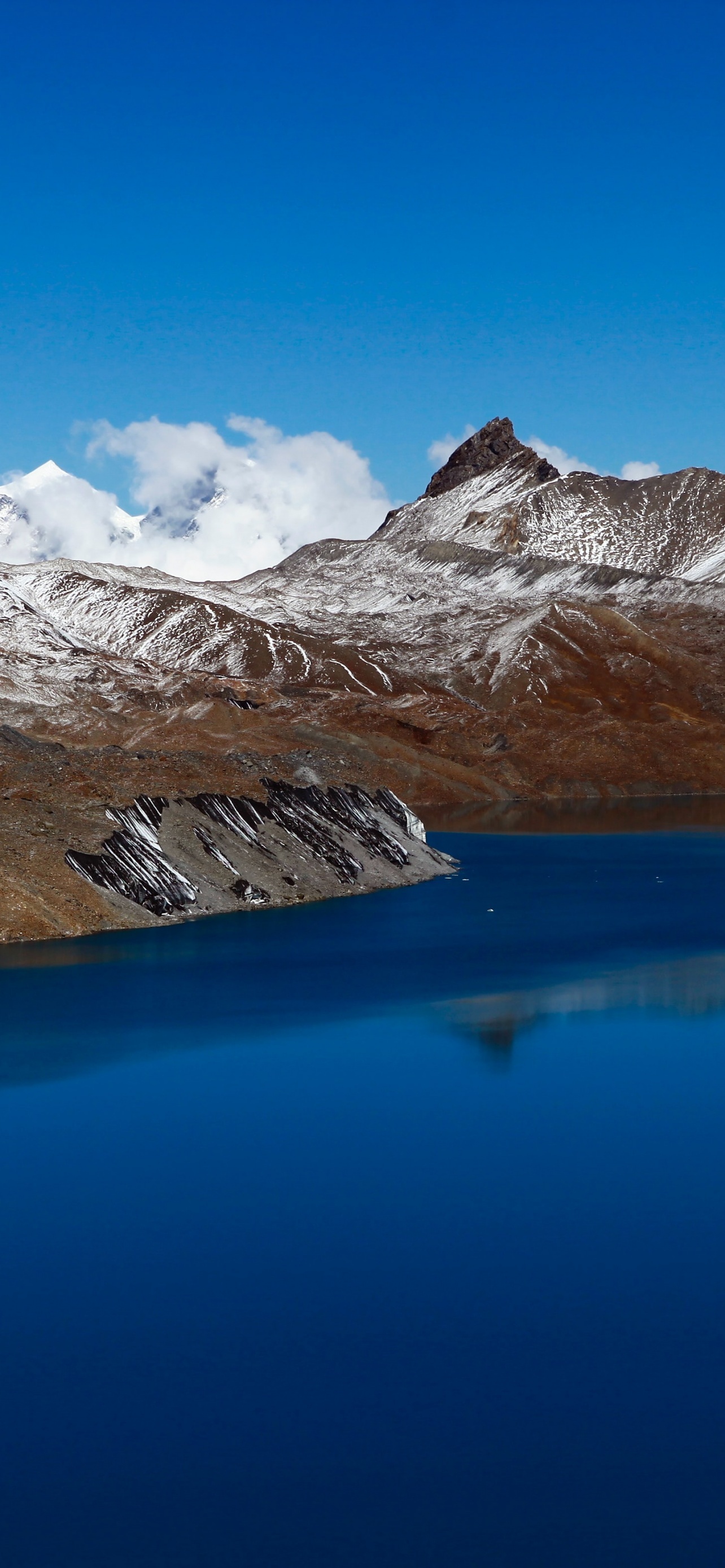 Snowy Mountains Body Of Water Mountain Range Blue Sky Lake