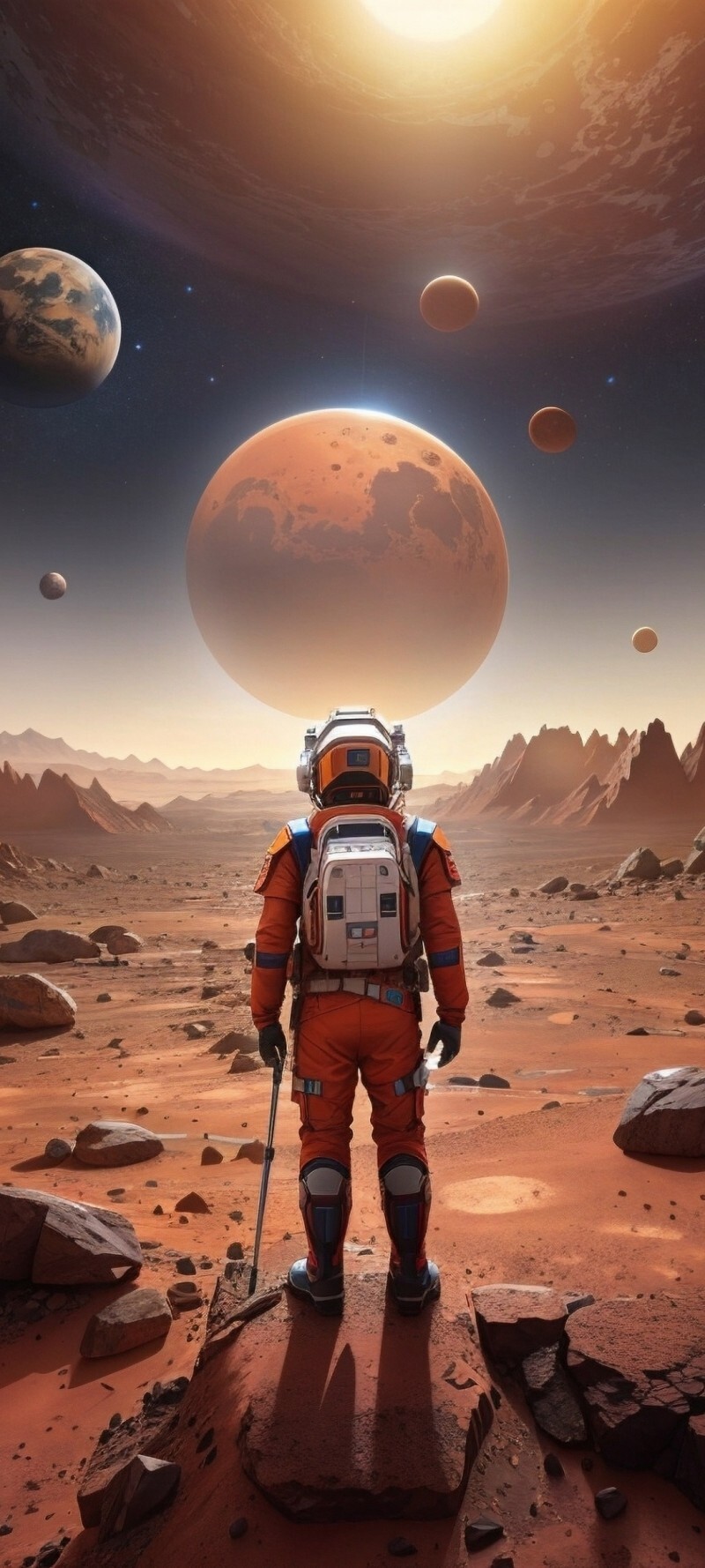 Spaceman Astronaut Orange Spacesuit Mars 120hz 240hz 4K HDR