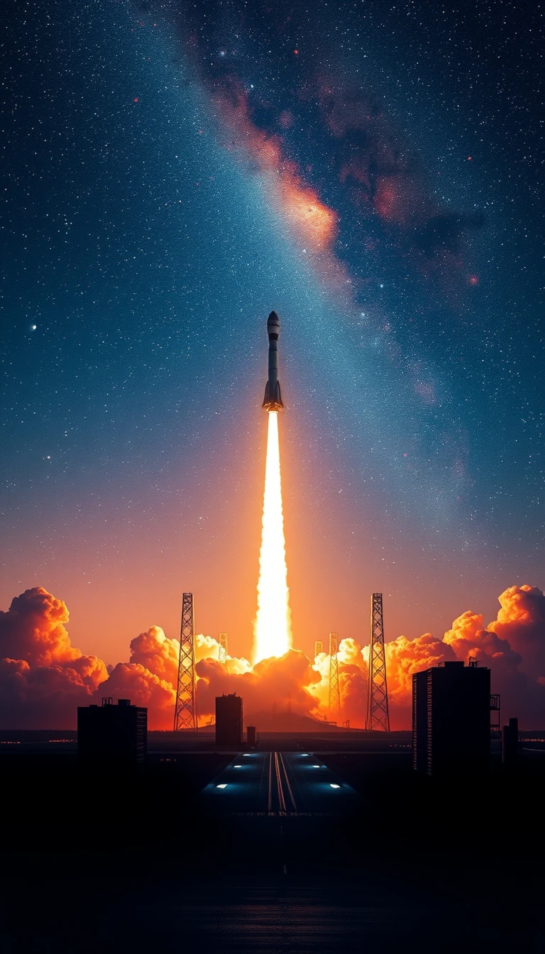 Spacex Falcon 9 Launching Colorful Stars Space Galaxy Vibrant wallpaper for Apple iPhone, Apple Watch, Mac, iPad and Apple Watch