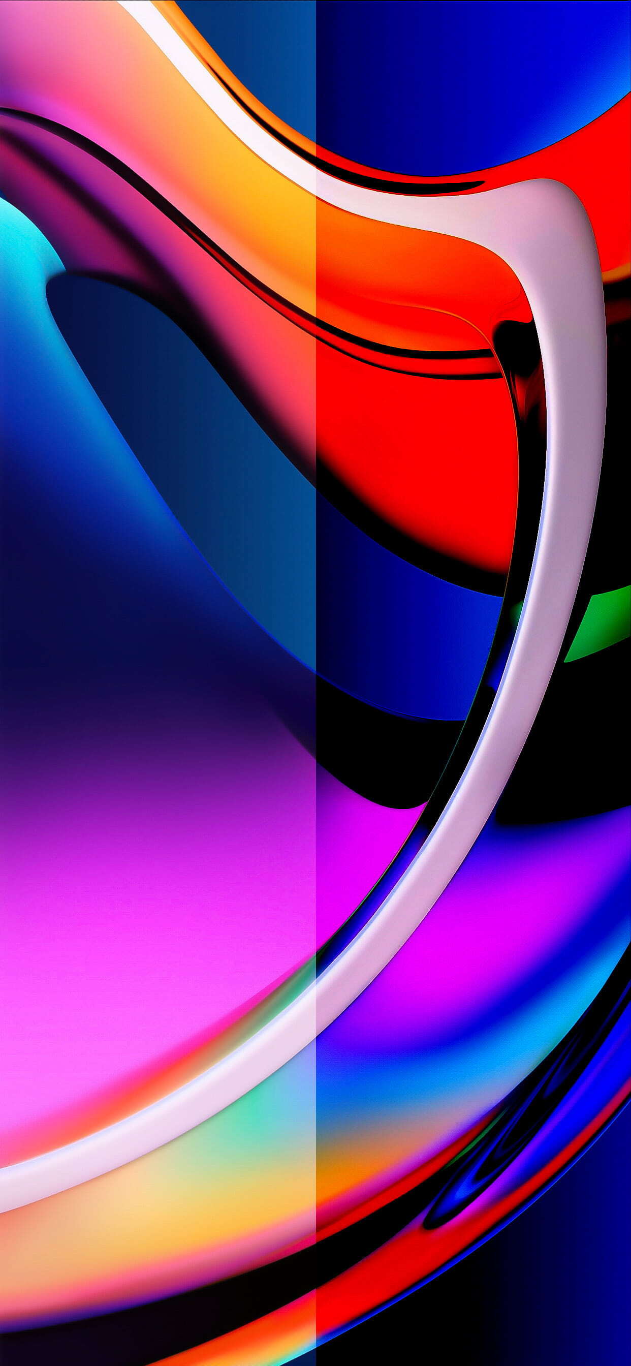 Split Screen iPhone Default Wallpaper Stock Liquid Iridescent Flowing wallpaper for Apple iPhone, Apple Watch, Mac, iPad and Apple Watch