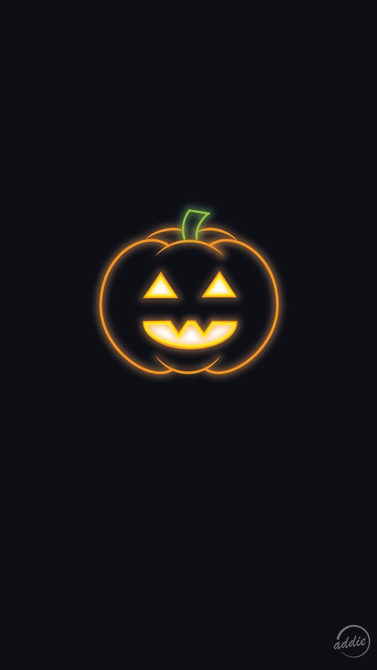 Spooky Freaky Halloween Seasonal Pumpkin Glow Outline Minimal Neon