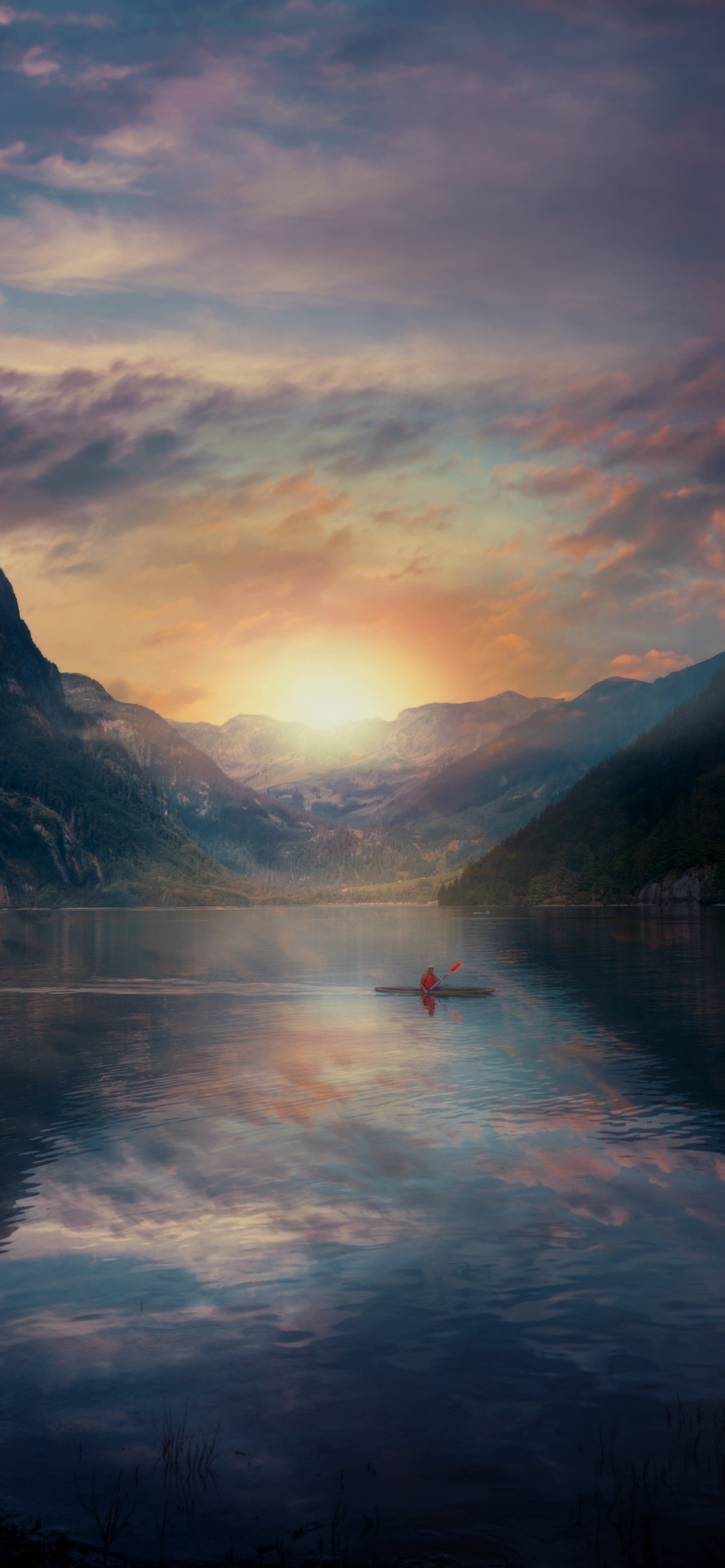 Sunrise Alone Mountains Morning Reflection Lake Switzerland