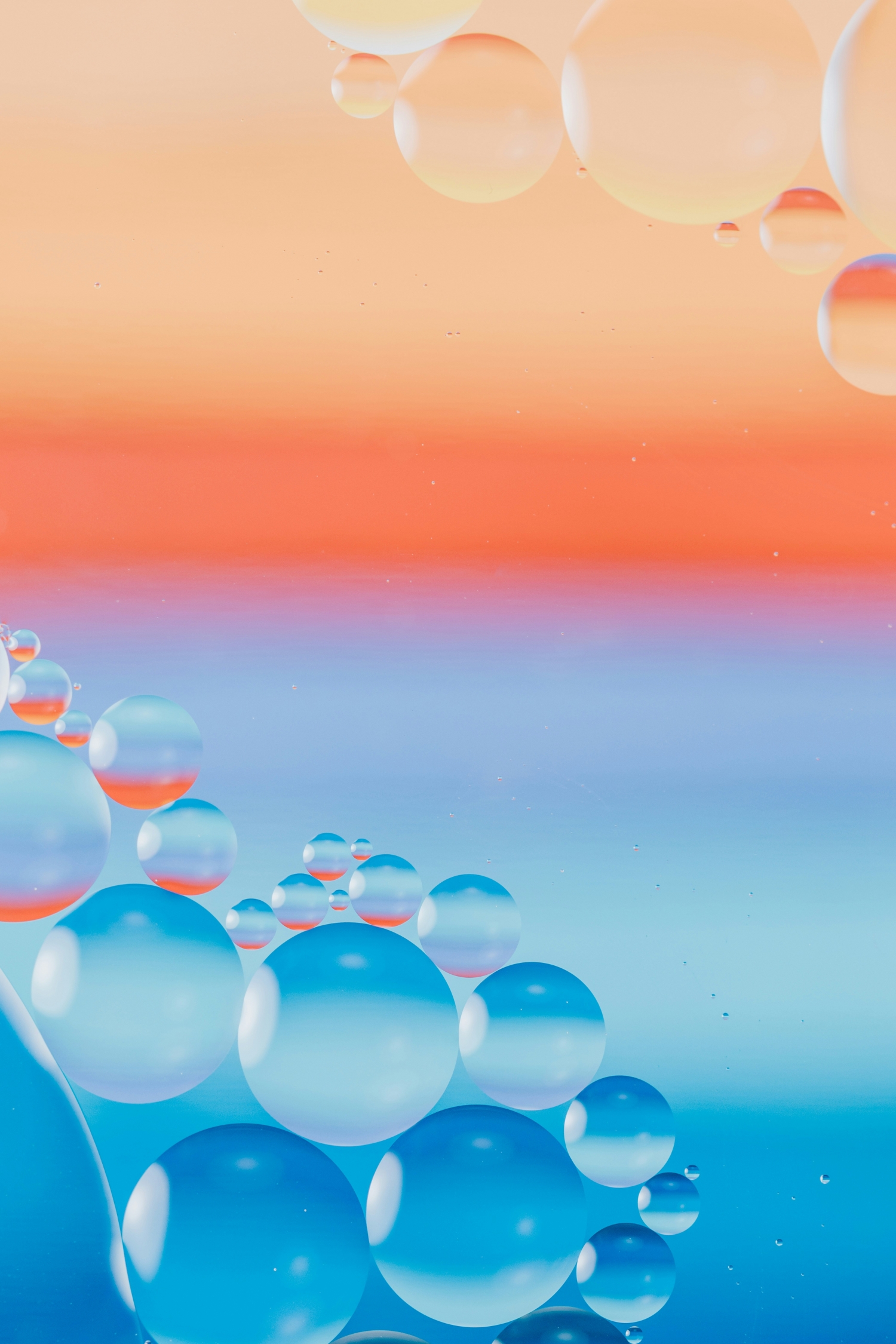 Sunset Hues Orange To Blue Gradient With Balls Bubbles