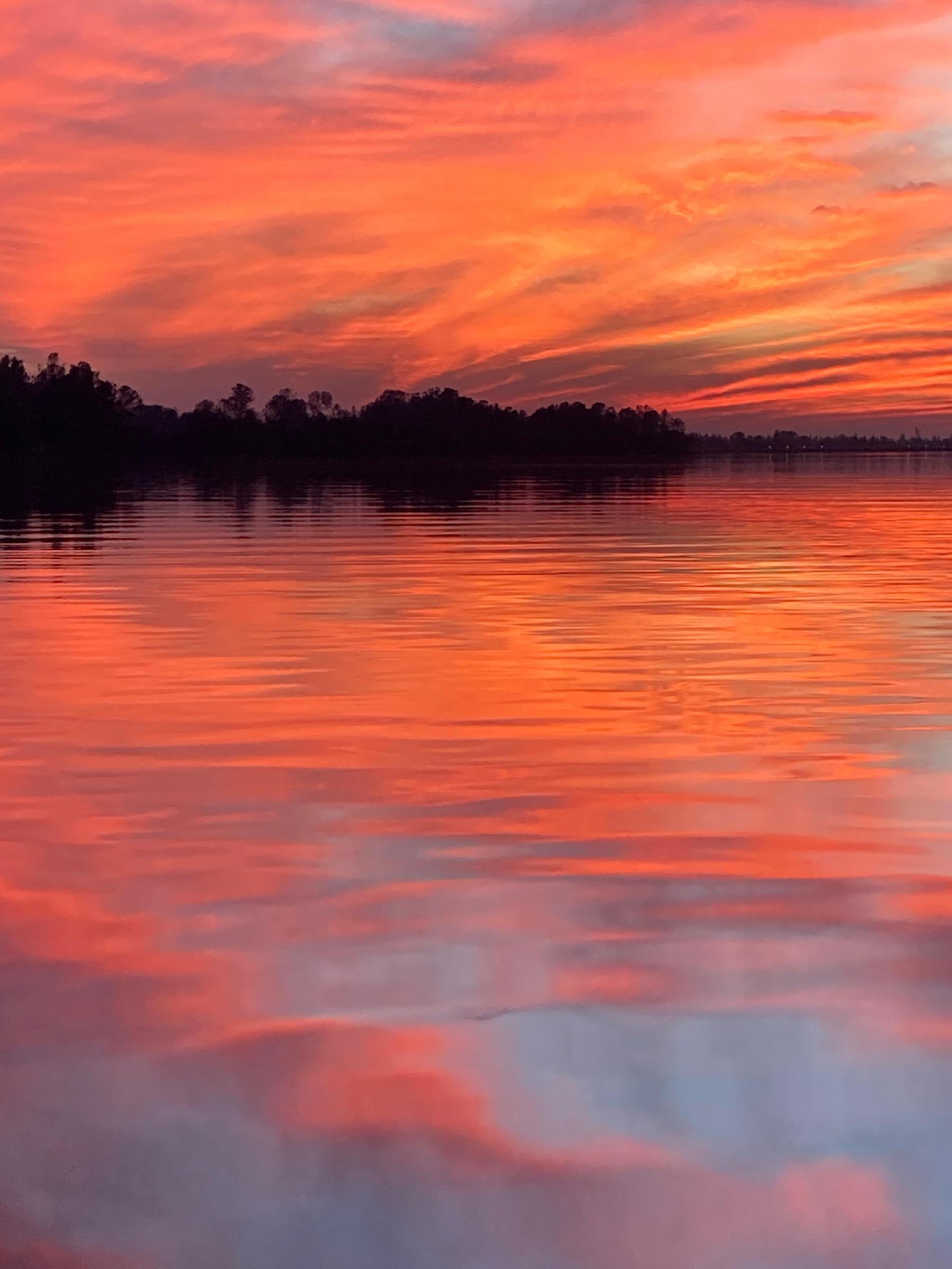 Sunset Reflection On Water Folsom City California State United States USA wallpaper for Apple iPhone, Apple Watch, Mac, iPad and Apple Watch