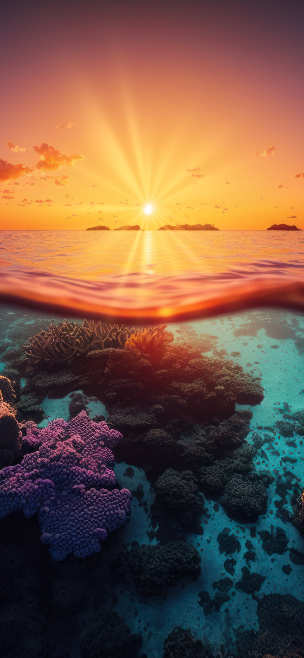 Sunset Underwater Digital Art Top Best Trending Desktop Wallpapers Backgrounds And Screensavers For Apple iPhone And Google Android 4K 5K 6K HDR High Resolution High Definition