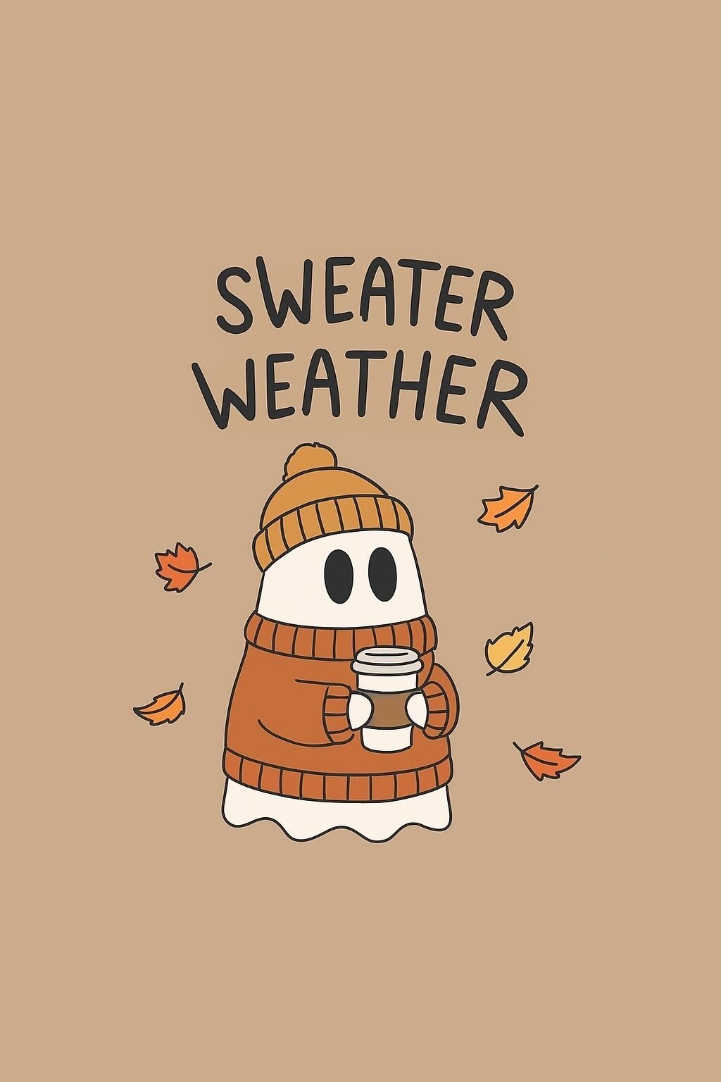 Sweater Weather Text Quote Cute Ghost Best Halloween Fall Seasonal ...