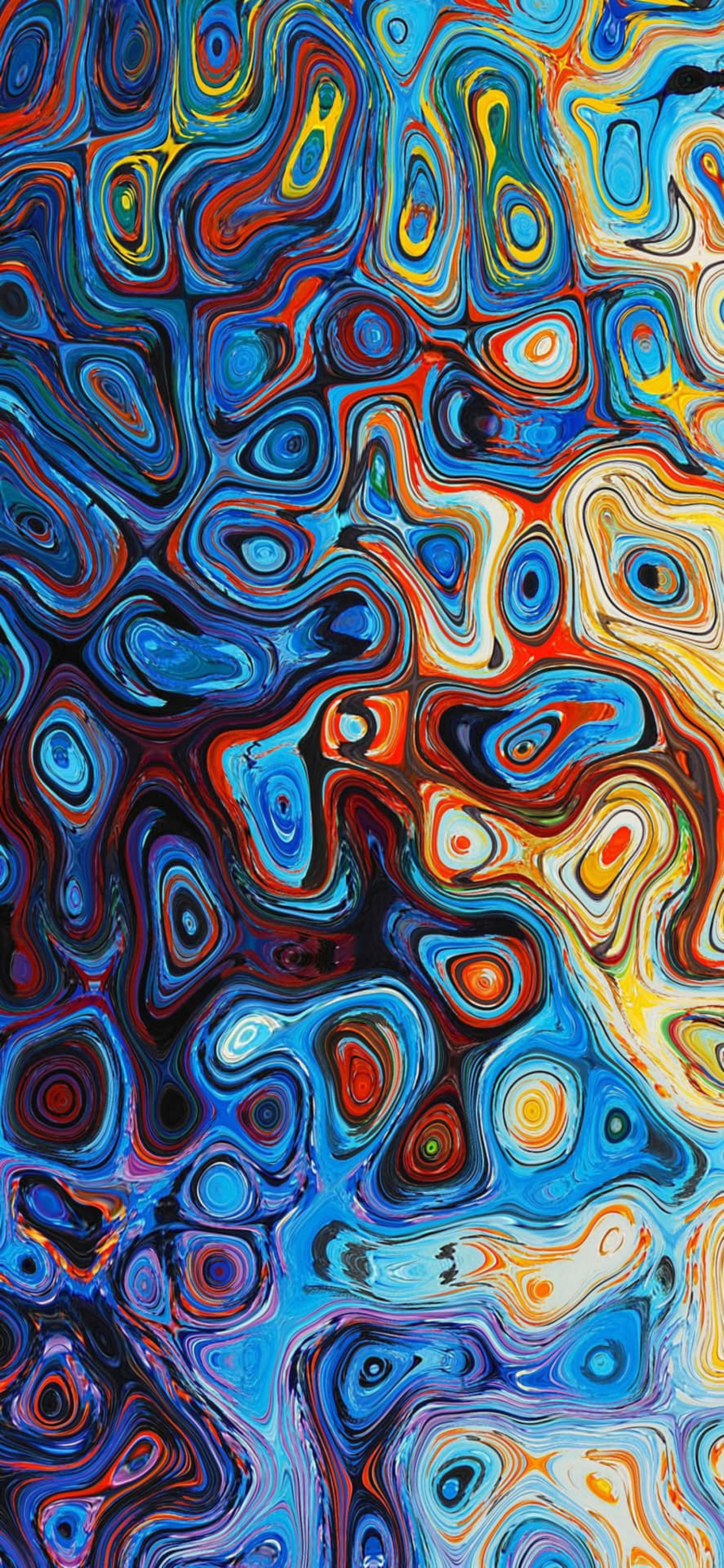 Swirly Abstract Artwork Blue And Yellow