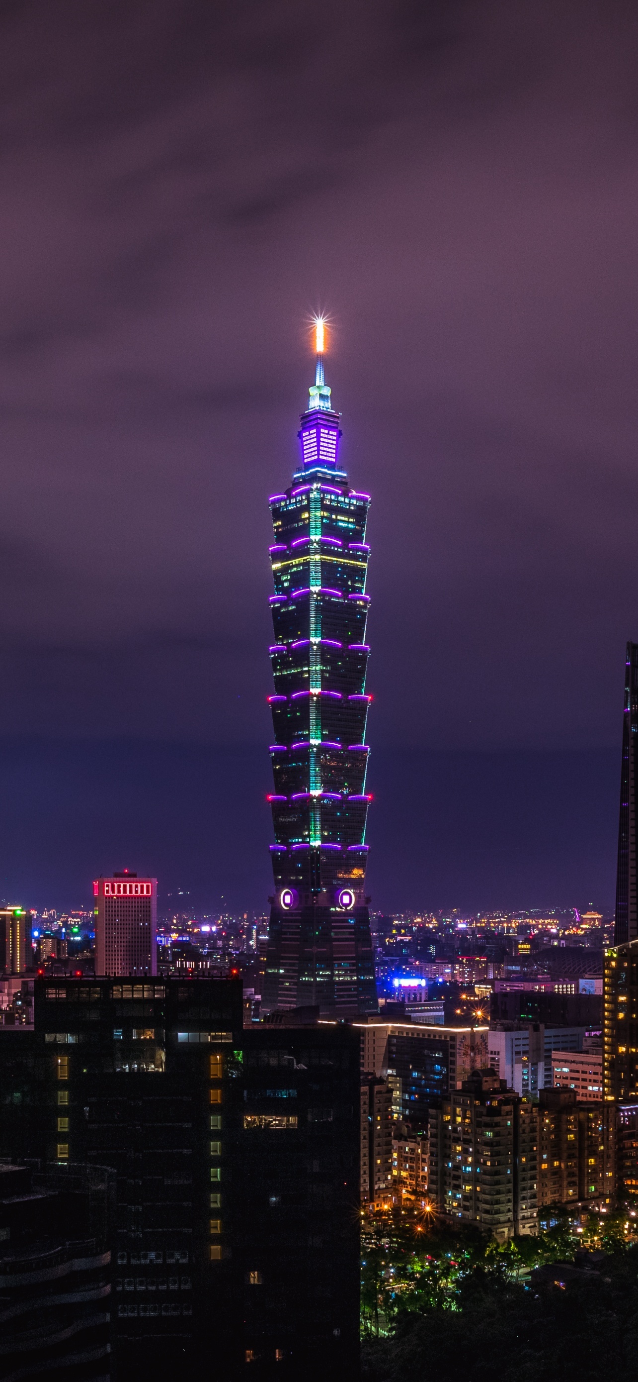 Taipei 101 City Skyline Skyscraper Cityscape Night Time wallpaper for Apple iPhone, Apple Watch, Mac, iPad and Apple Watch