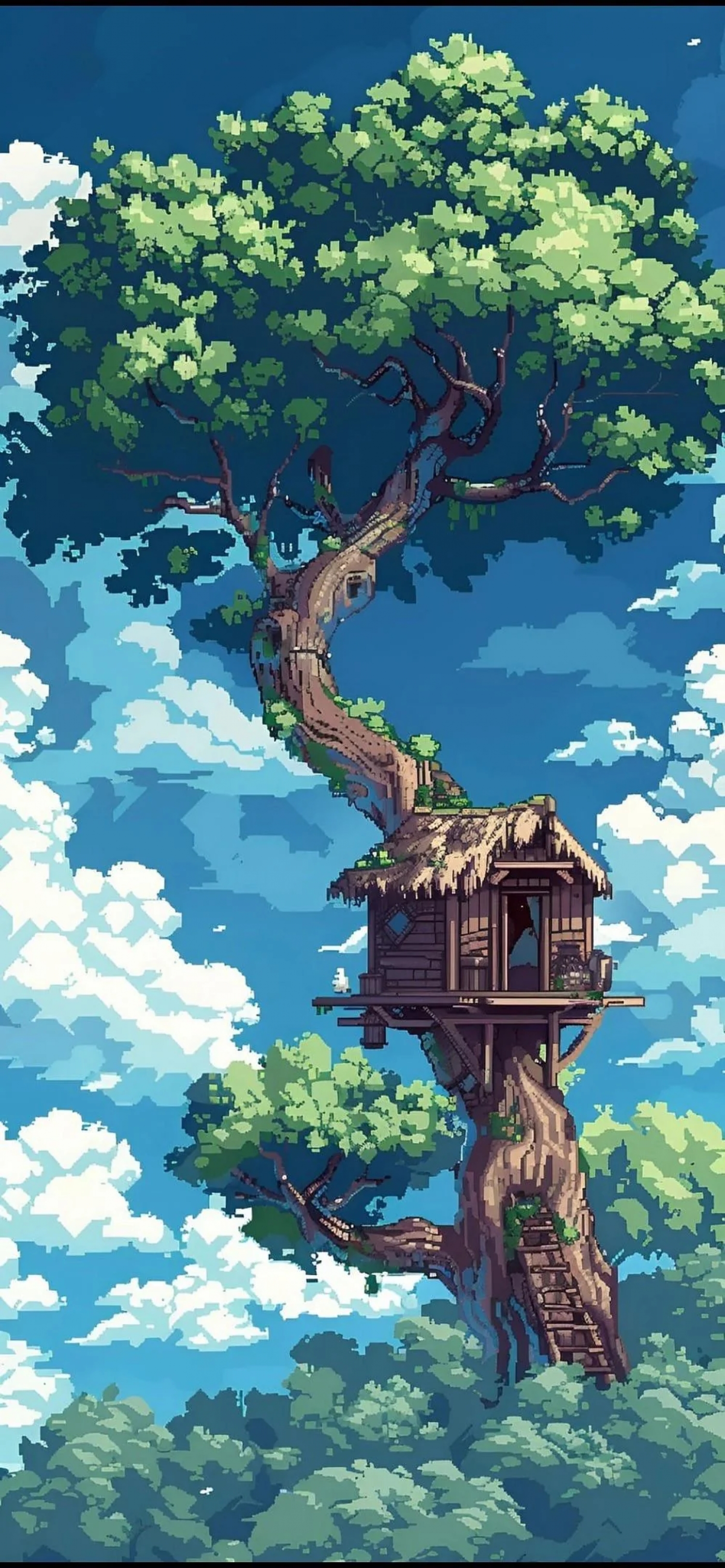 Treehouse 8bit Digital Artwork