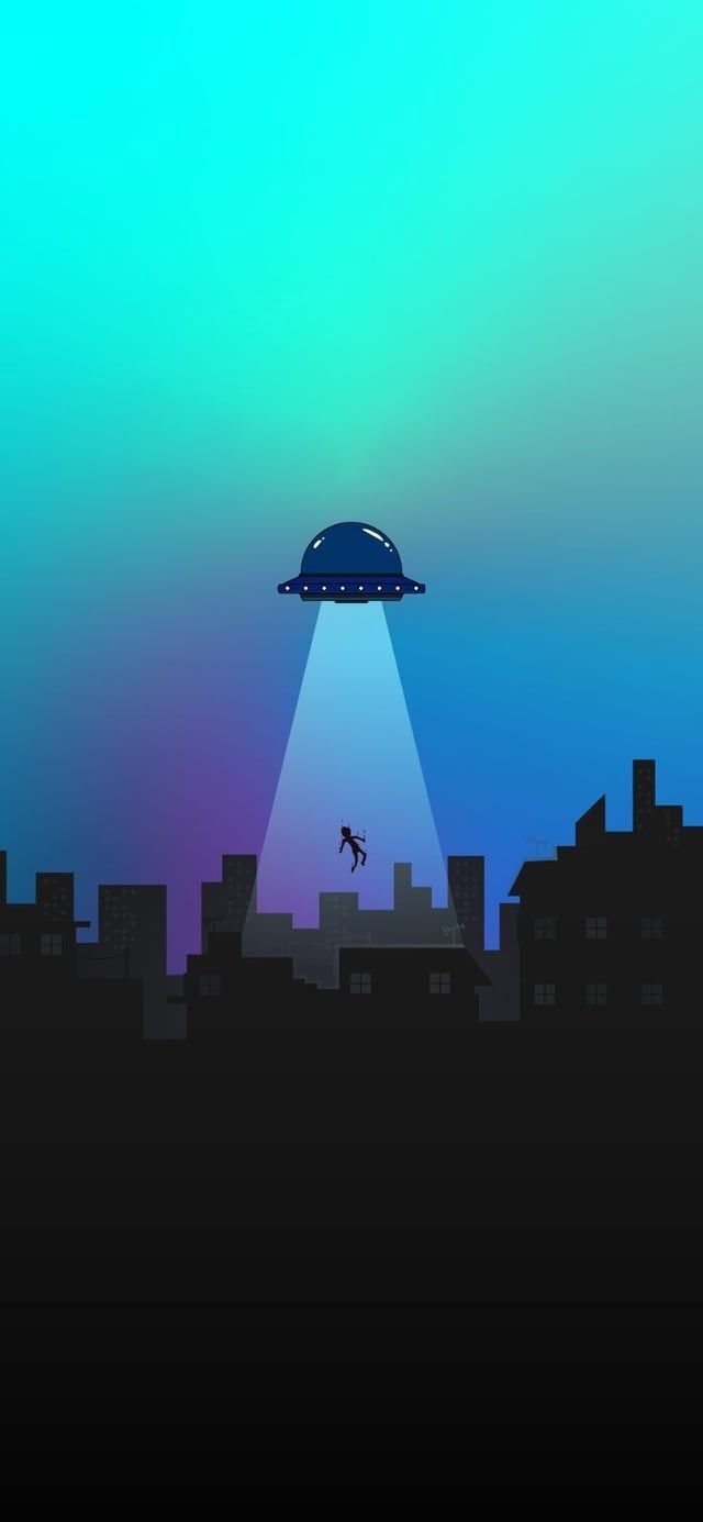 Ufo Abduction Illustration Turquoise Multi Color Gradient Unique Creative wallpaper for Apple iPhone, Apple Watch, Mac, iPad and Apple Watch