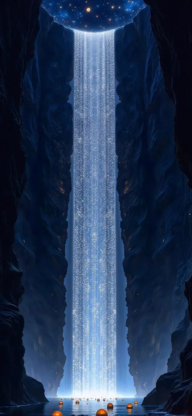 Unique Creative Waterfall Stars Cosmos Galaxy Best Top Wallpapers For iPhone 17 Pro Max For Apple iOS 26 iPhone wallpaper