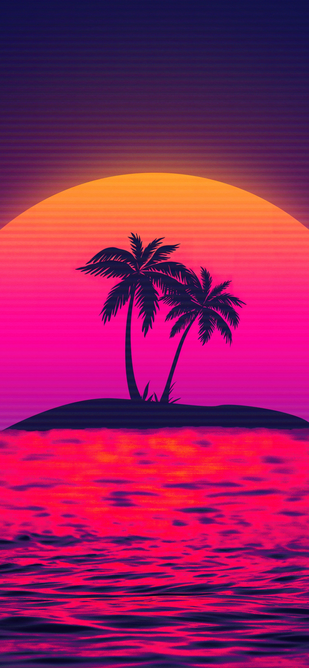 Vaporwave Sunset Palm Trees Best Apple iOS Home Screen And Lock Screen ...