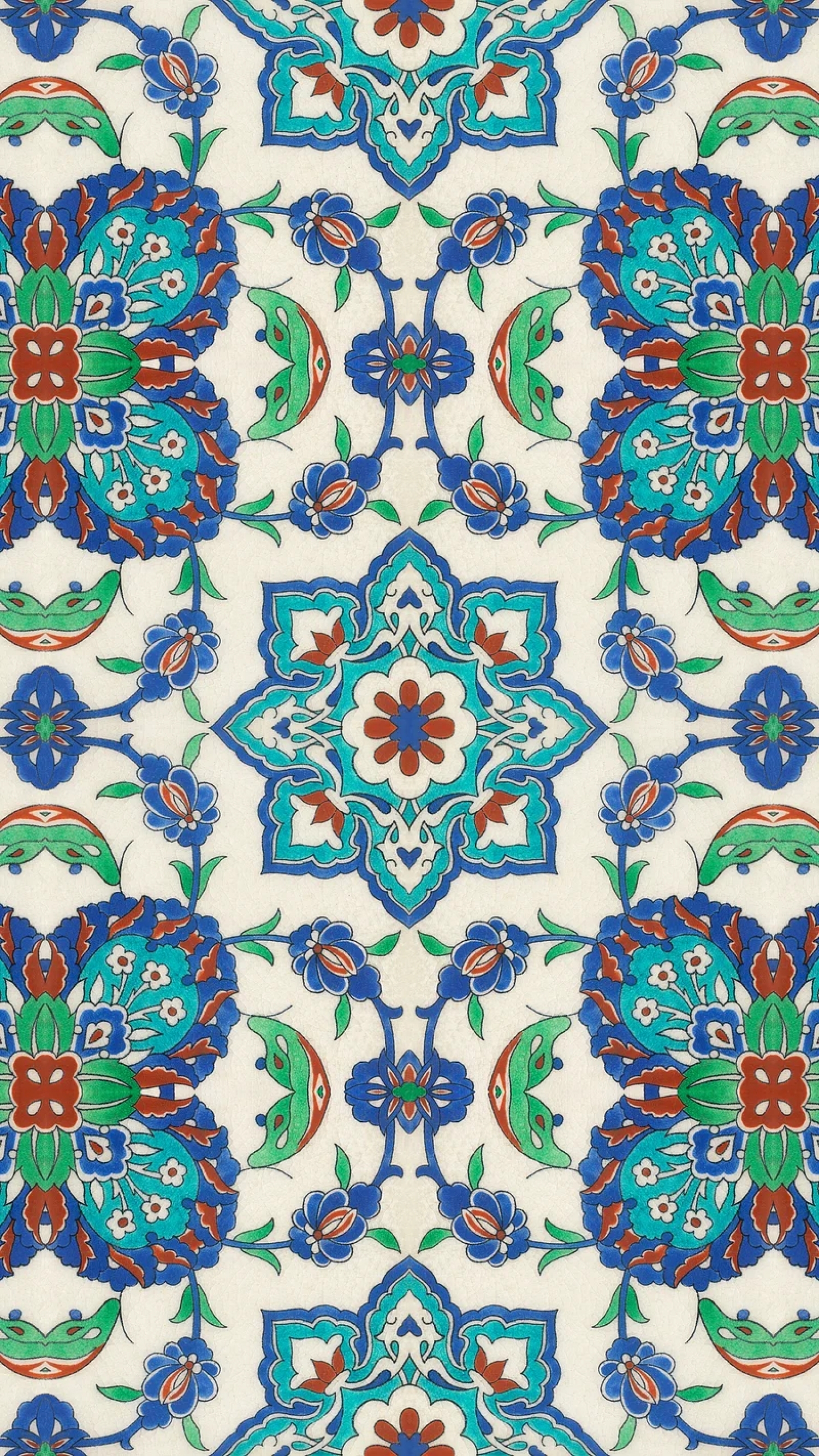 Vintage Repeating Pattern Green Red Turquoise