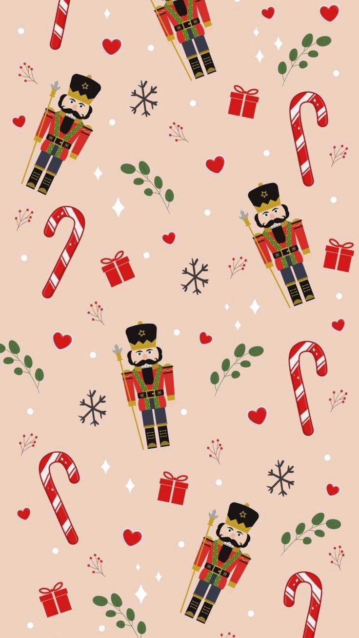 Wallpaper For Apple iPhone Nutcracker And Candy Canes Christmas Xmas 2024 2025 Cute wallpaper for Apple iPhone, Apple Watch, Mac, iPad and Apple Watch