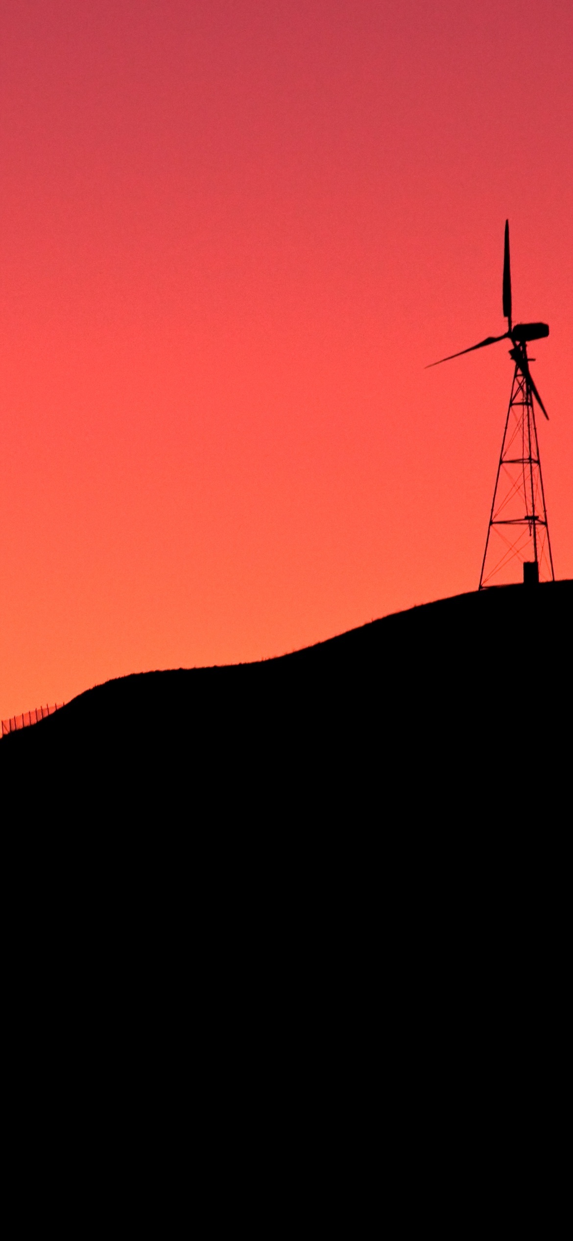 Wind Mill Windmill Wind Turbine Renewable Energy Clean 5K Dawn Hill Sunrise Silhouette Orange Red wallpaper for Apple iPhone, Apple Watch, Mac, iPad and Apple Watch