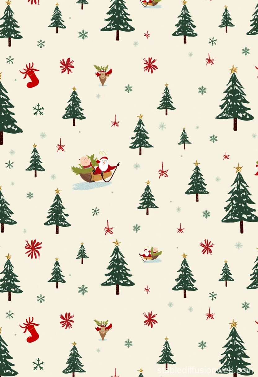 Xmas Christmas Pinetrees Pattern Santa Socks Pine Trees Repeating