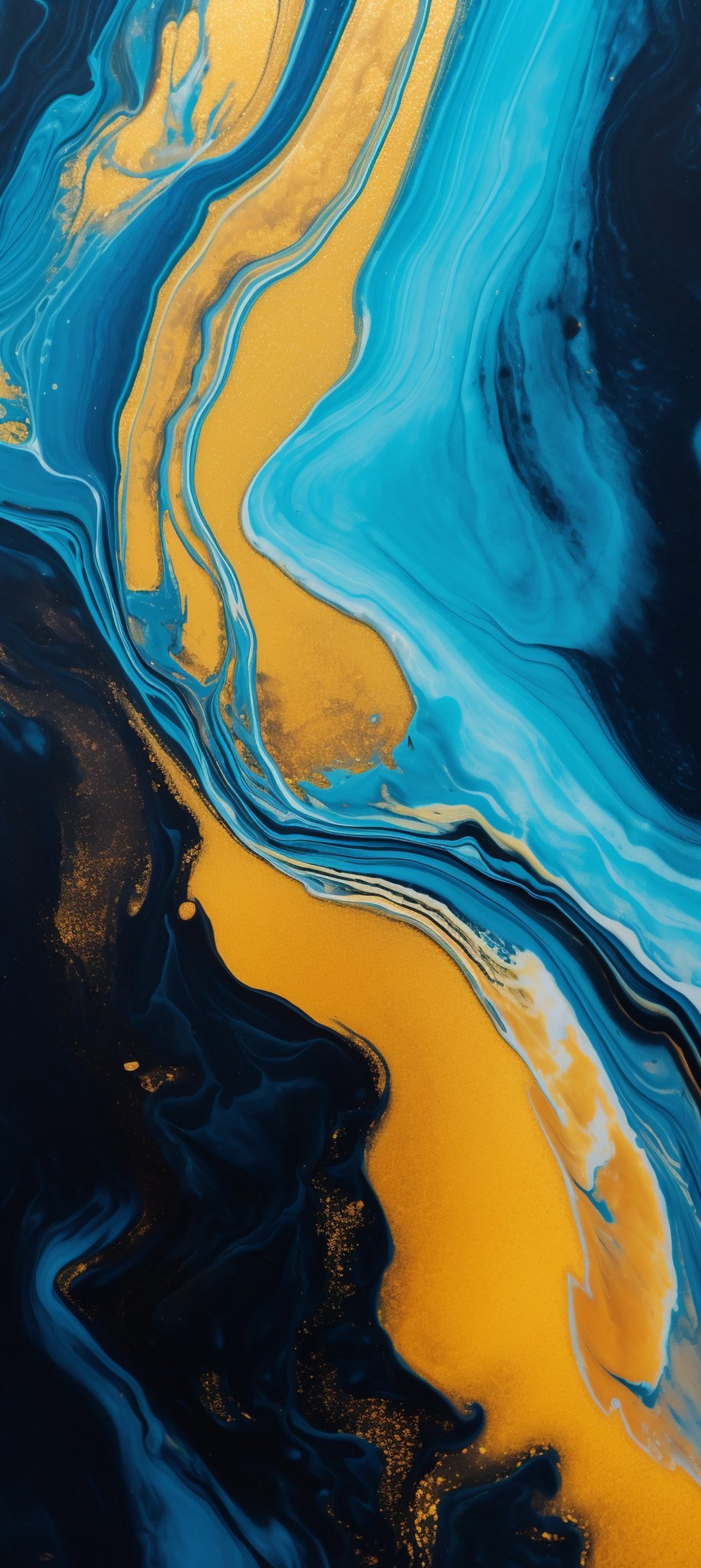 Yellow And Blue Paint Swirl