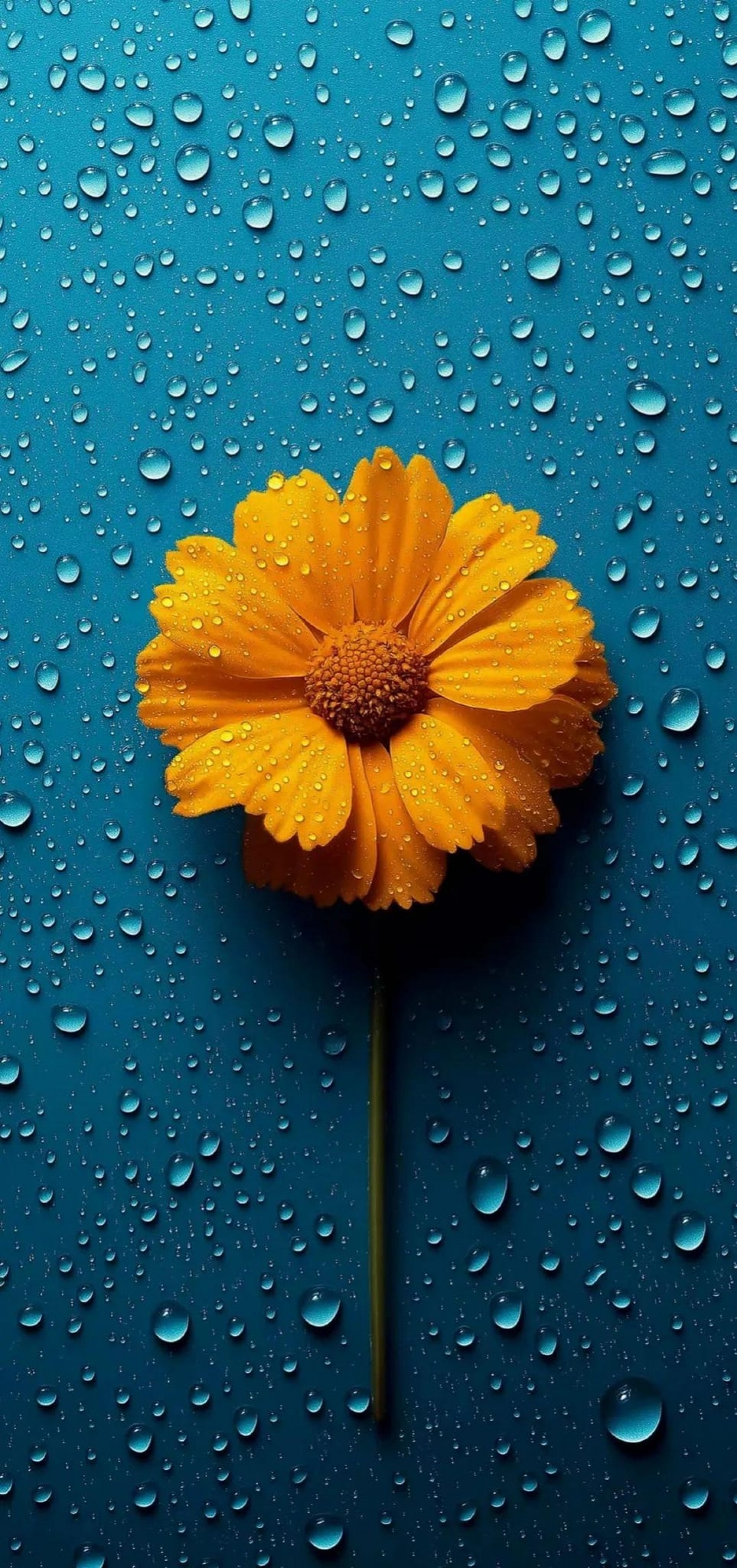 Yellow Flower With Raindrops