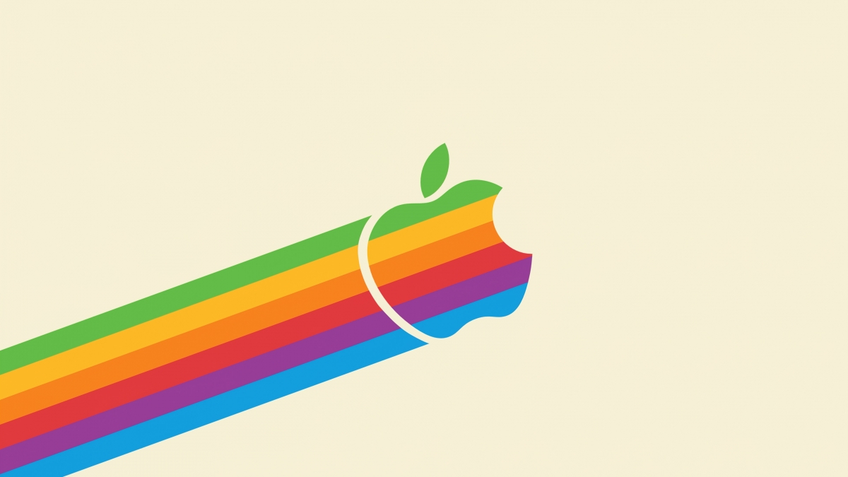 Minimalistic Classic Vintage Apple Colored Wallpaper