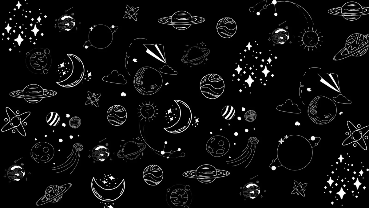 Space Stars And Planets Minimal Pattern Dark