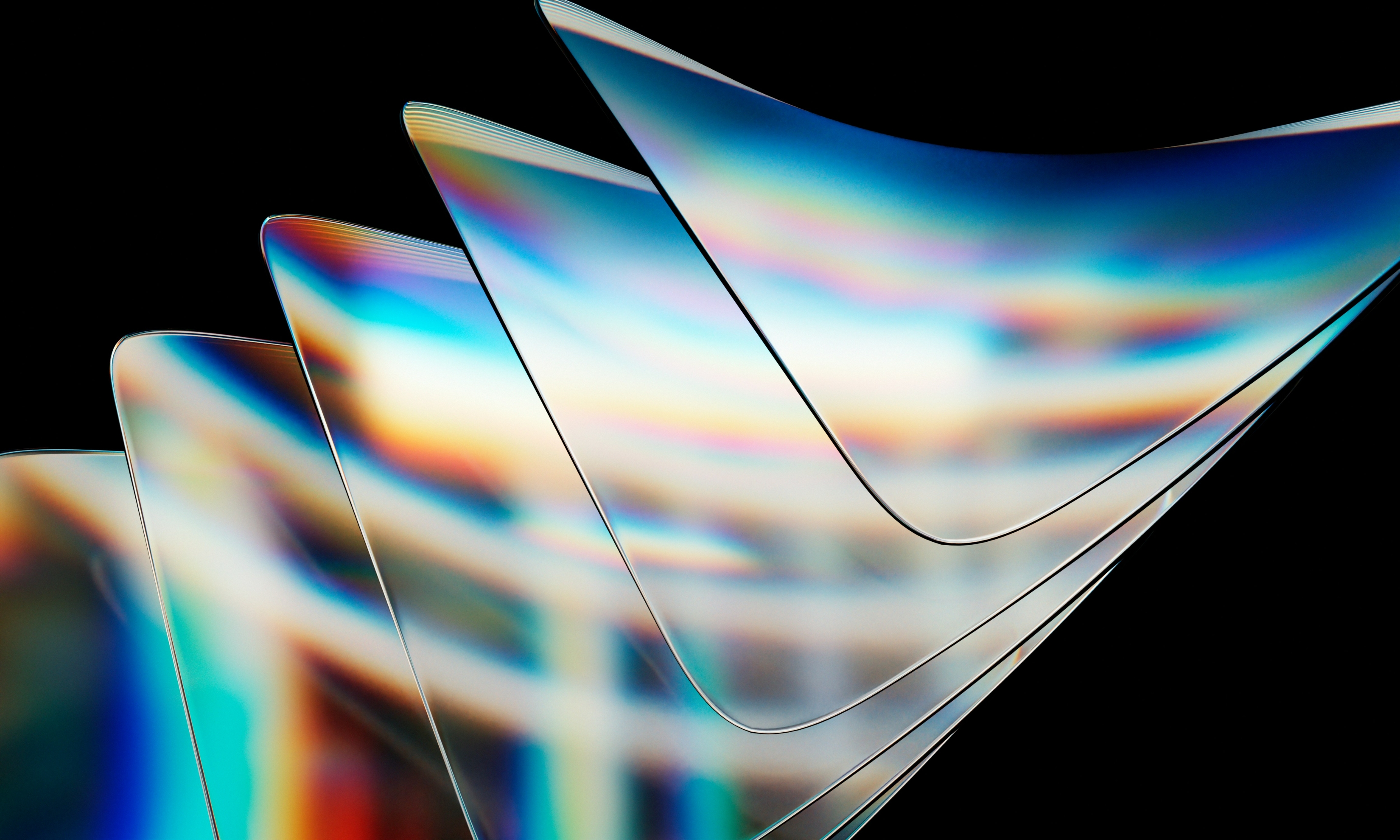 3D Sheets Of Thin Glass Iridescent