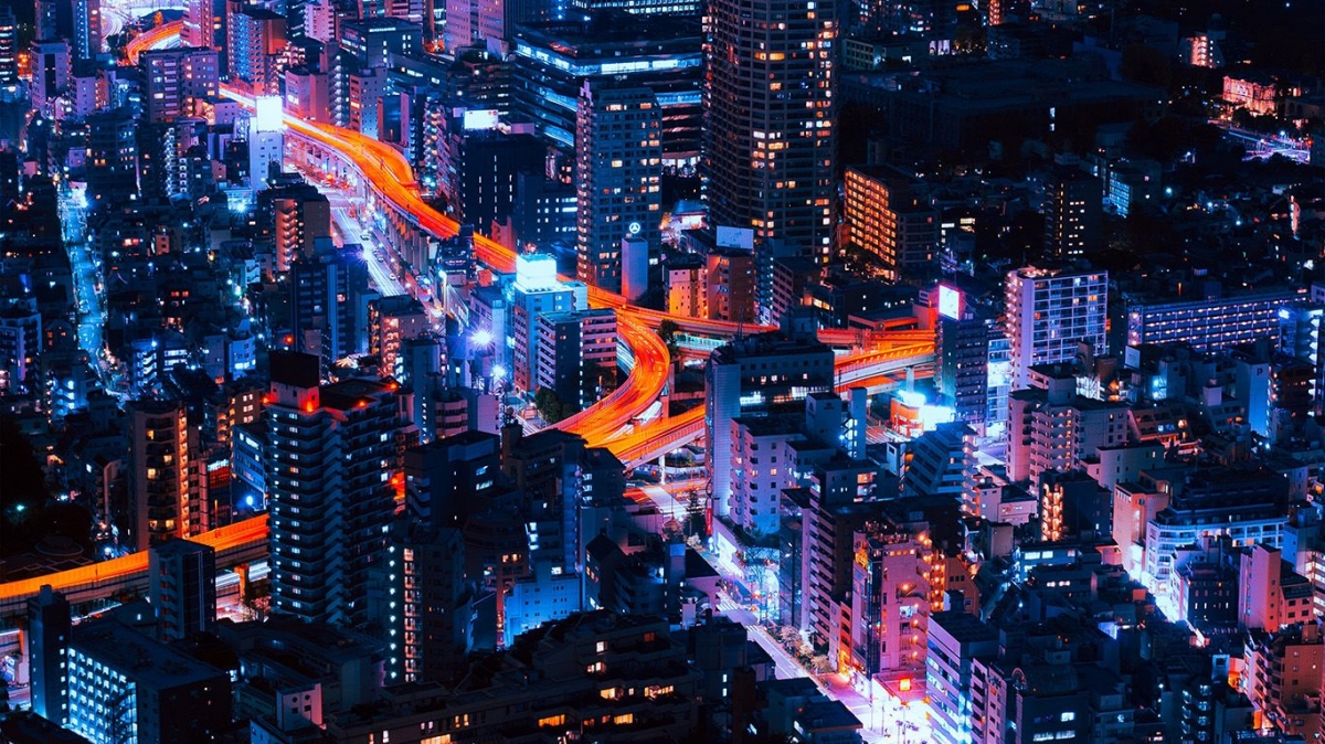 Vibrant Cityscape wallpaper for Apple iPhone, Apple Watch, Mac, iPad and Apple Watch