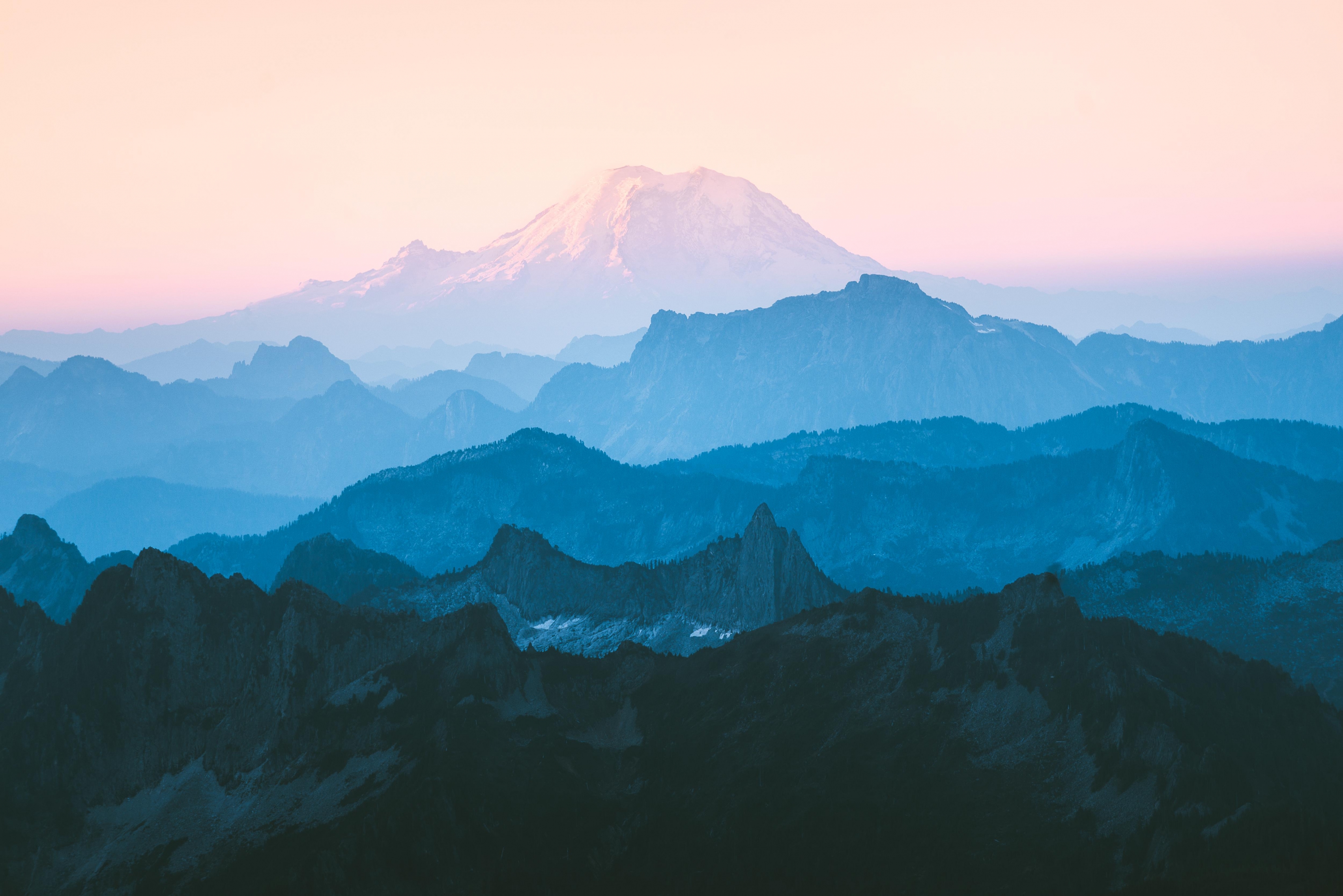 4K Fuzzy Blue Mountains In The Distance Layered 4K wallpaper for Apple iPhone, Apple Watch, Mac, iPad and Apple Watch