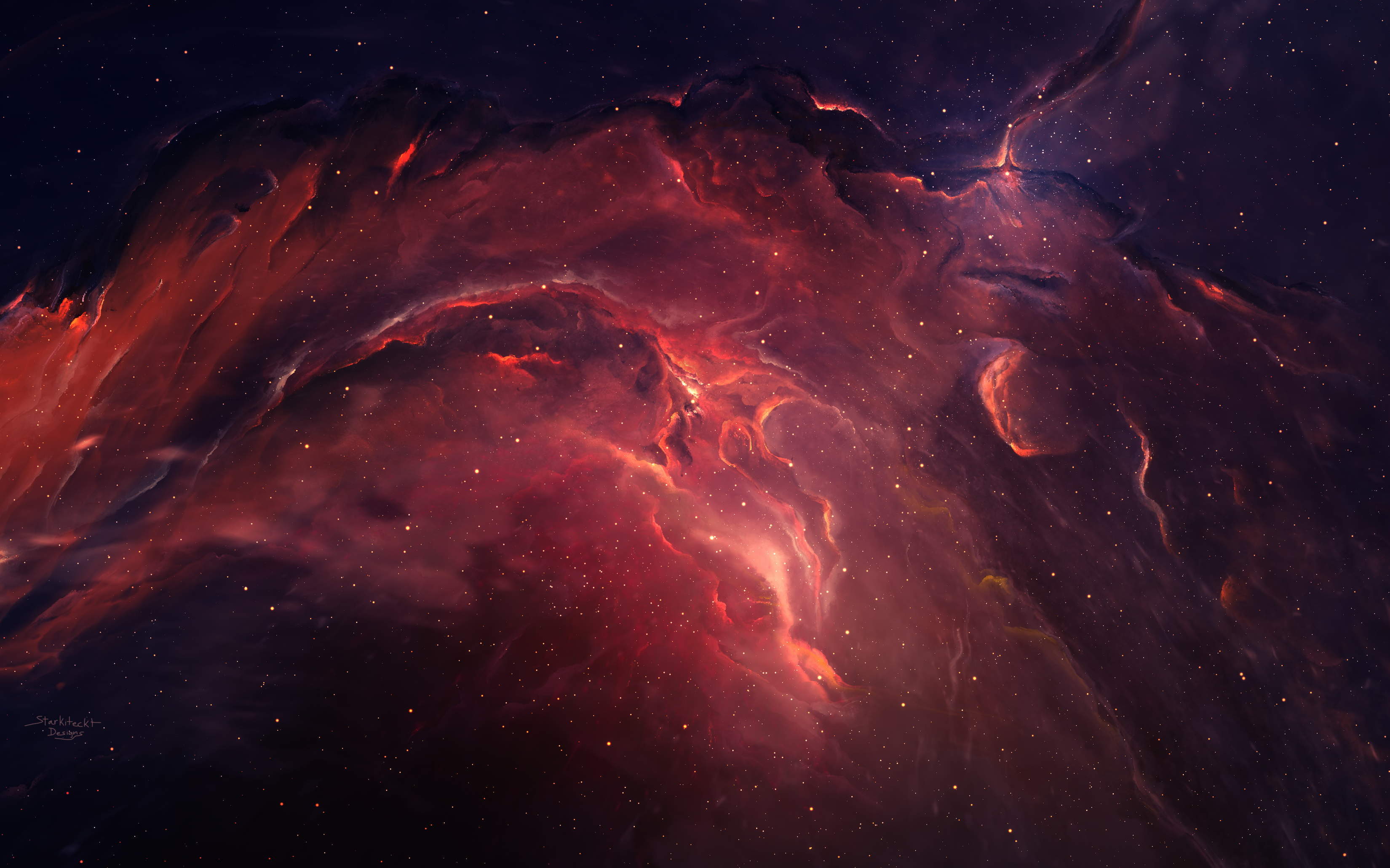 4K Red Galaxy Glowing Planets Abstract 4K