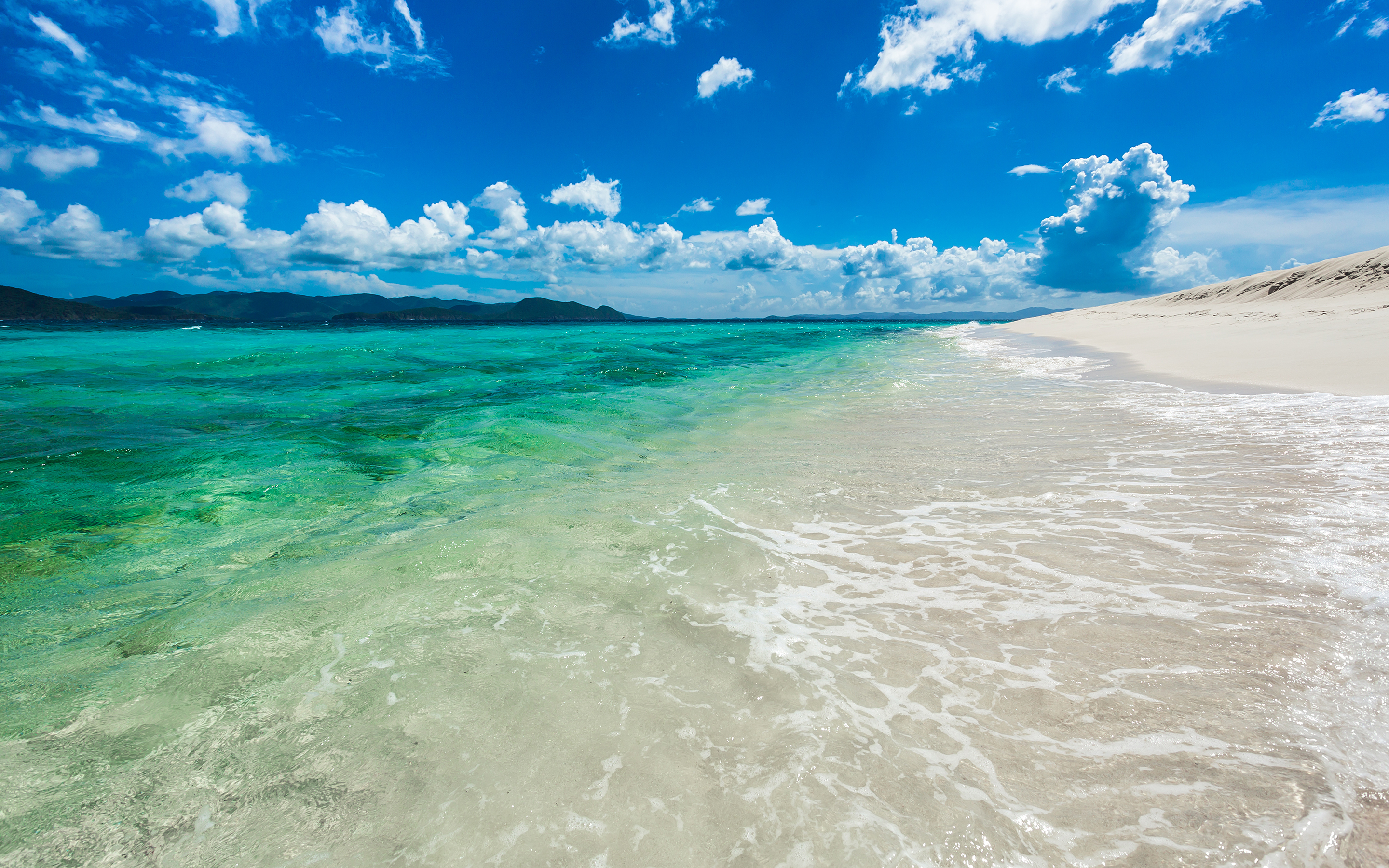 4K Sandy Cay Beach Clouds