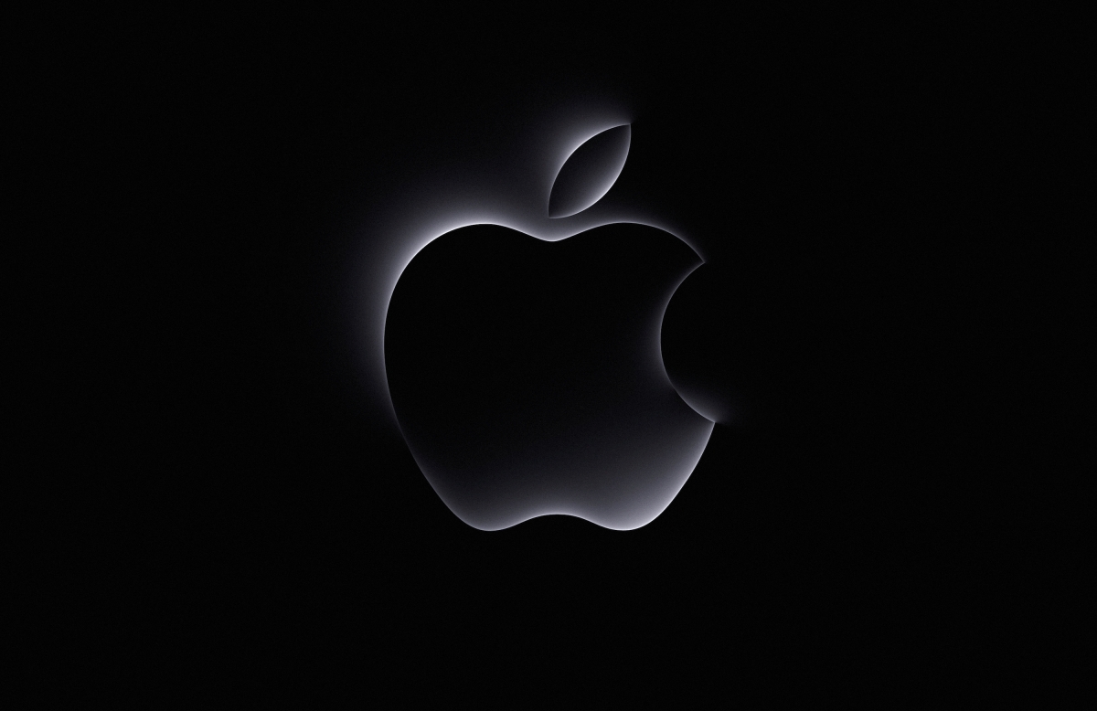 Dark Indented Metallic Apple Logo HD 4K