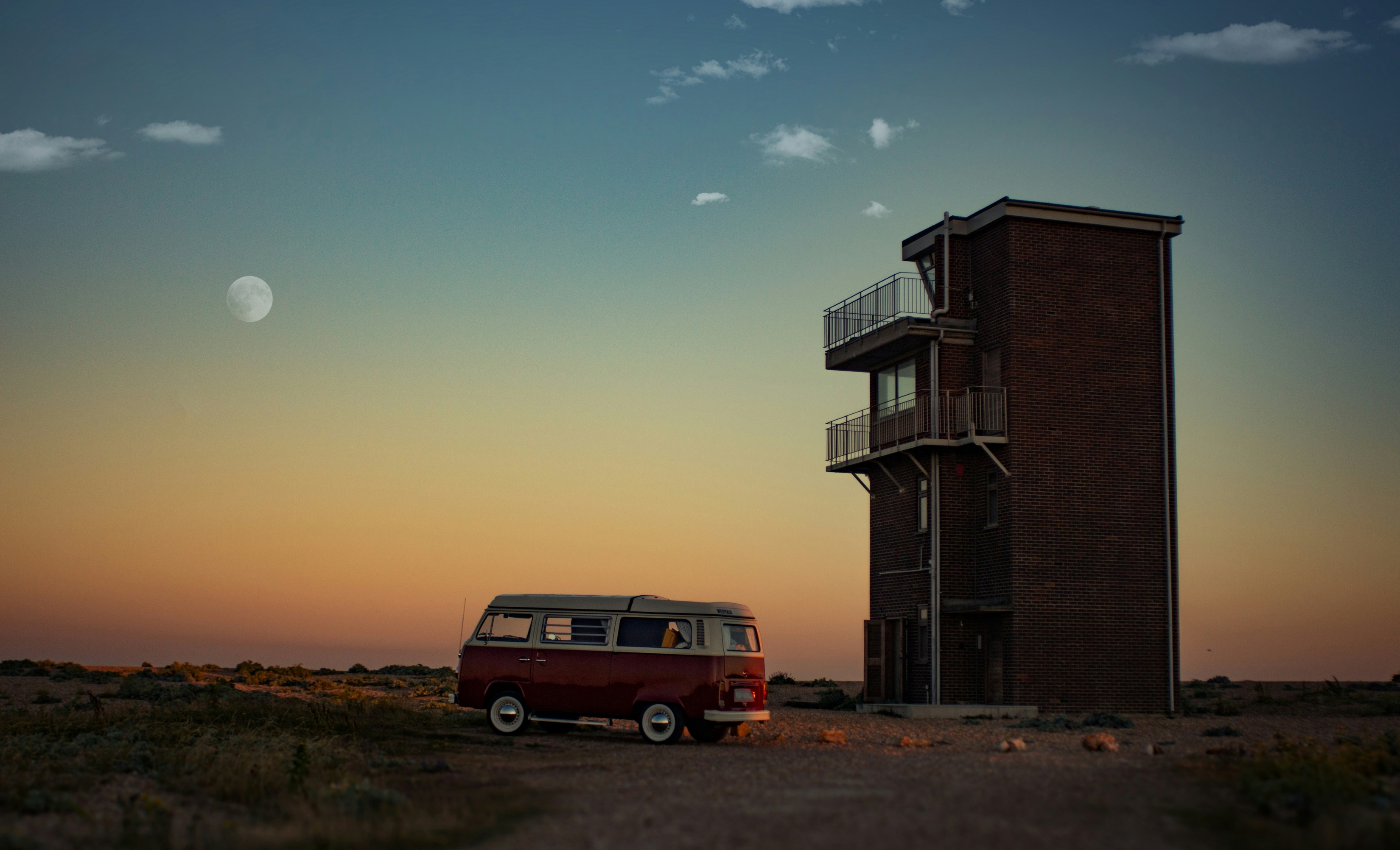 A Red Minivan In The Middle Of Nowhere England UK