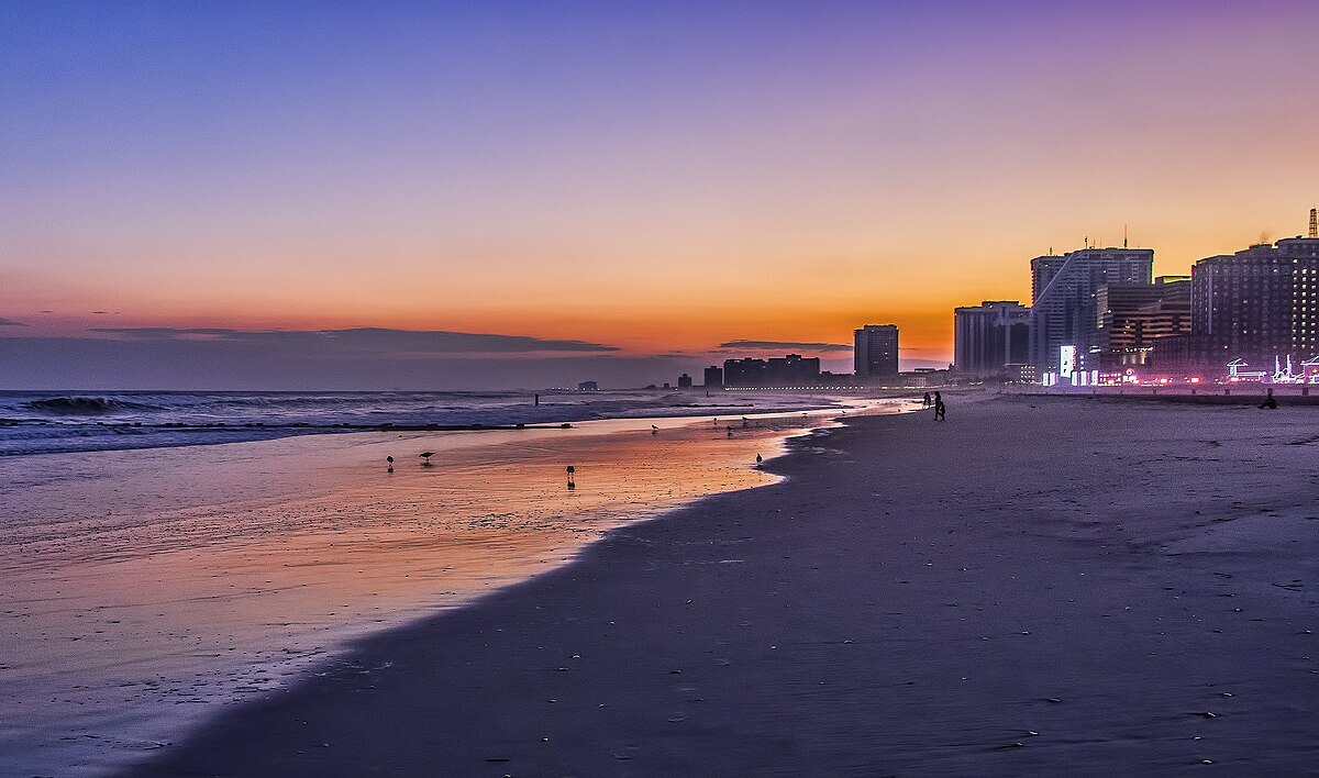 A Sunset View Of The Beach In Atlantic City New Jersey NJ United States USA