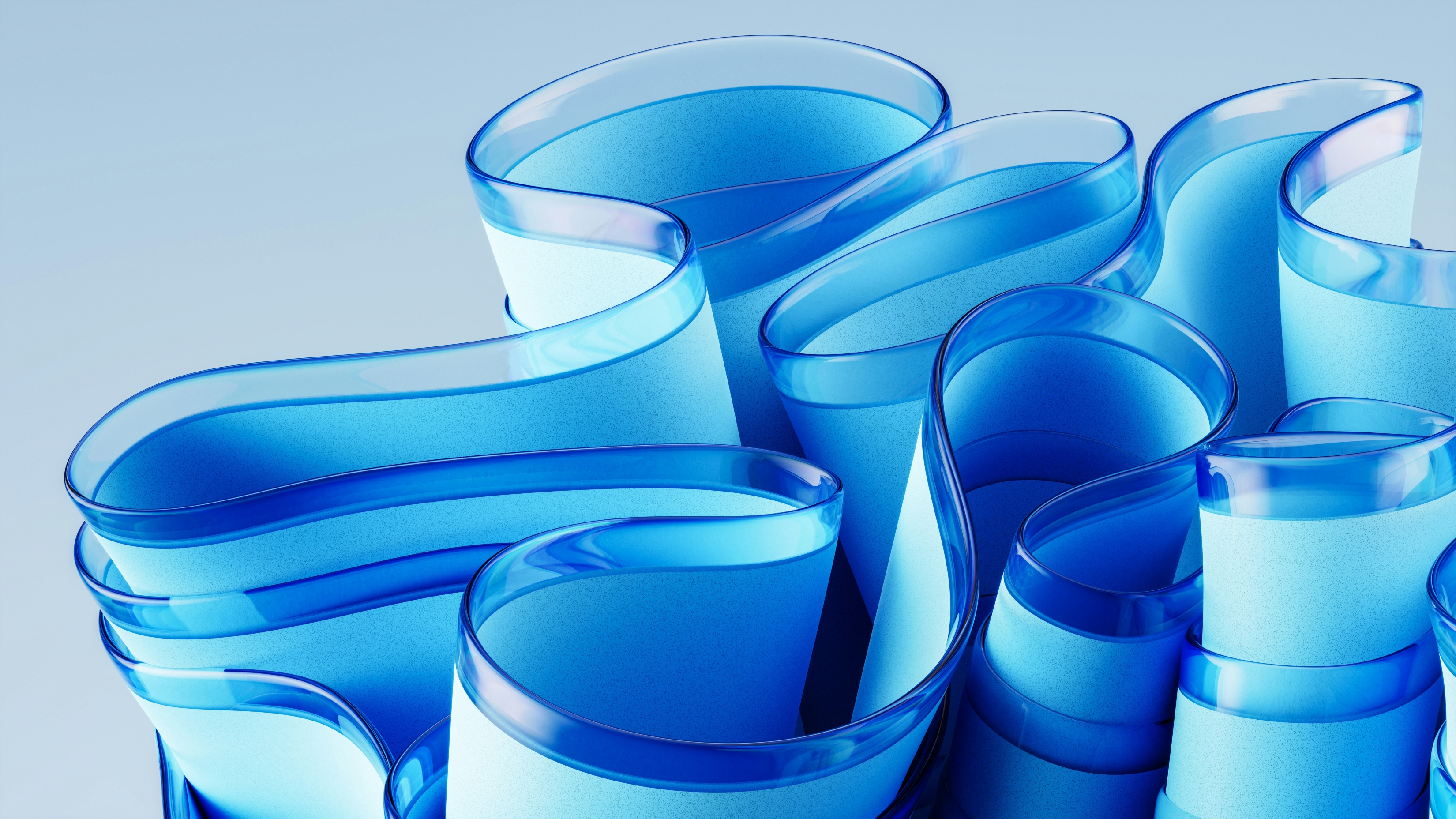 Abstract Blue Glass Wavy Flower Windows 11 Default Stock