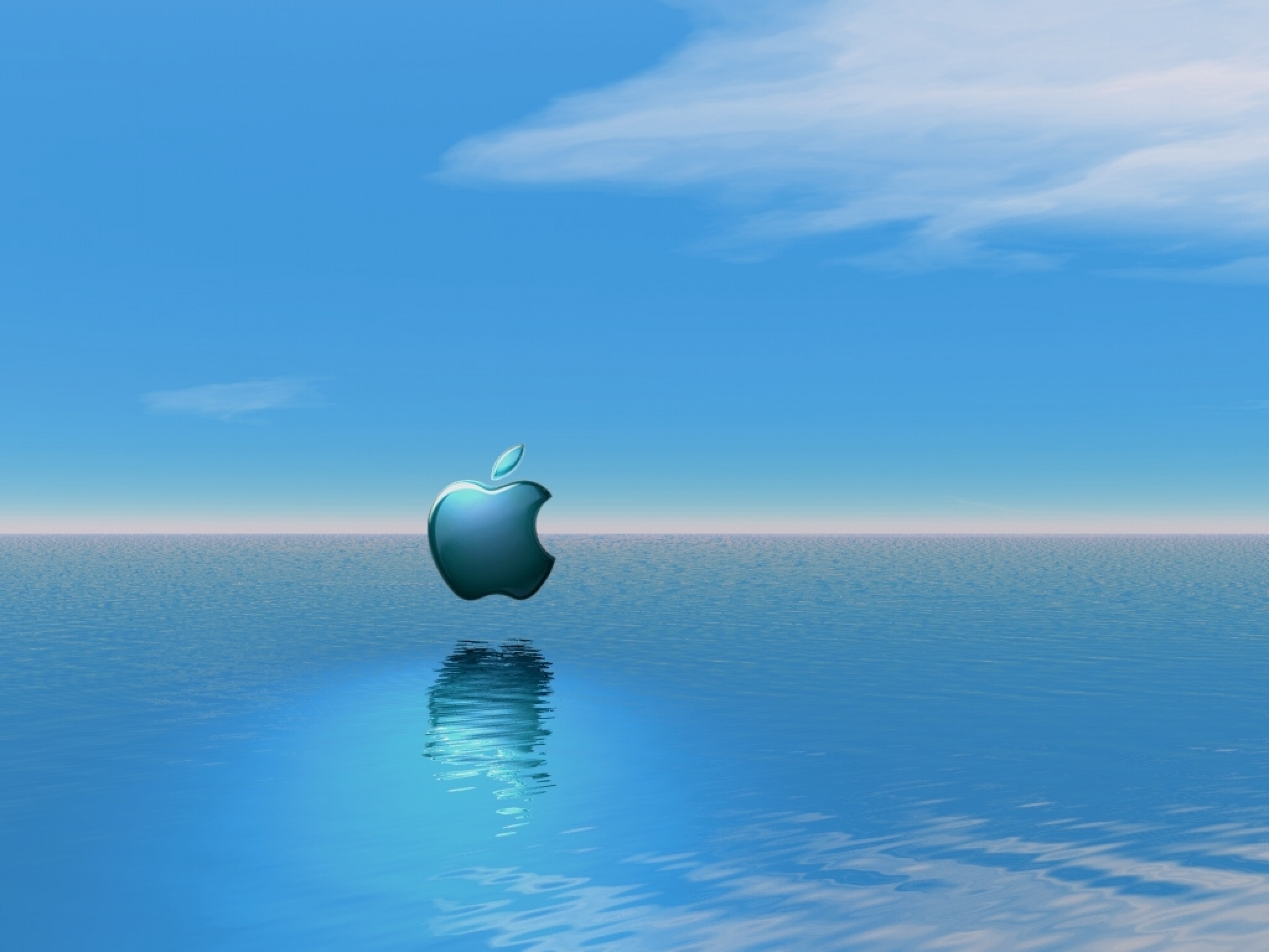 Apple Logo Floating Over Water 3d Rendered Popular