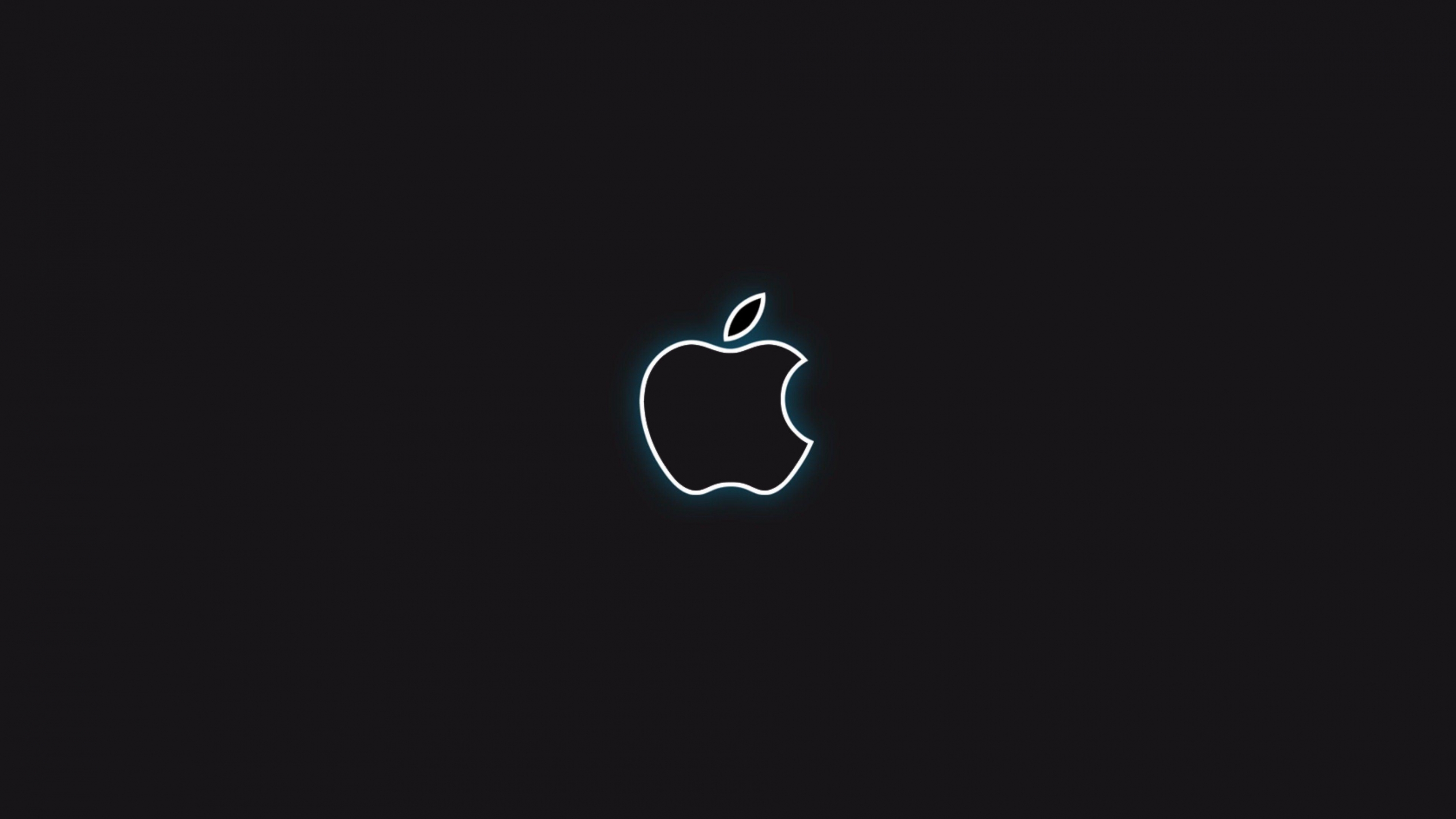 Apple Logo Glowing Neon White