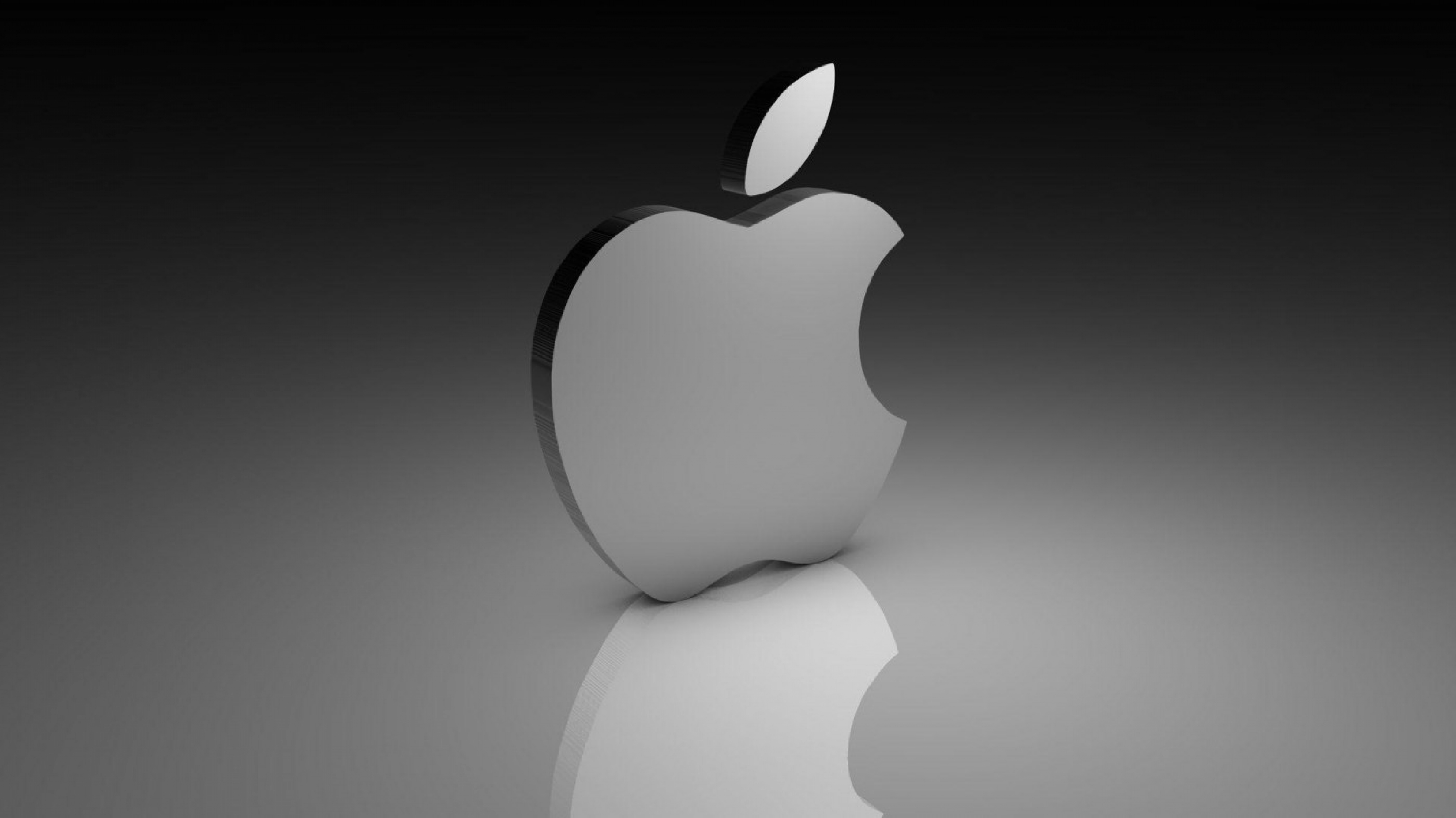 Apple Logo Metal Glass 3D Rendering — Download Free Mac or PC Wallpapers