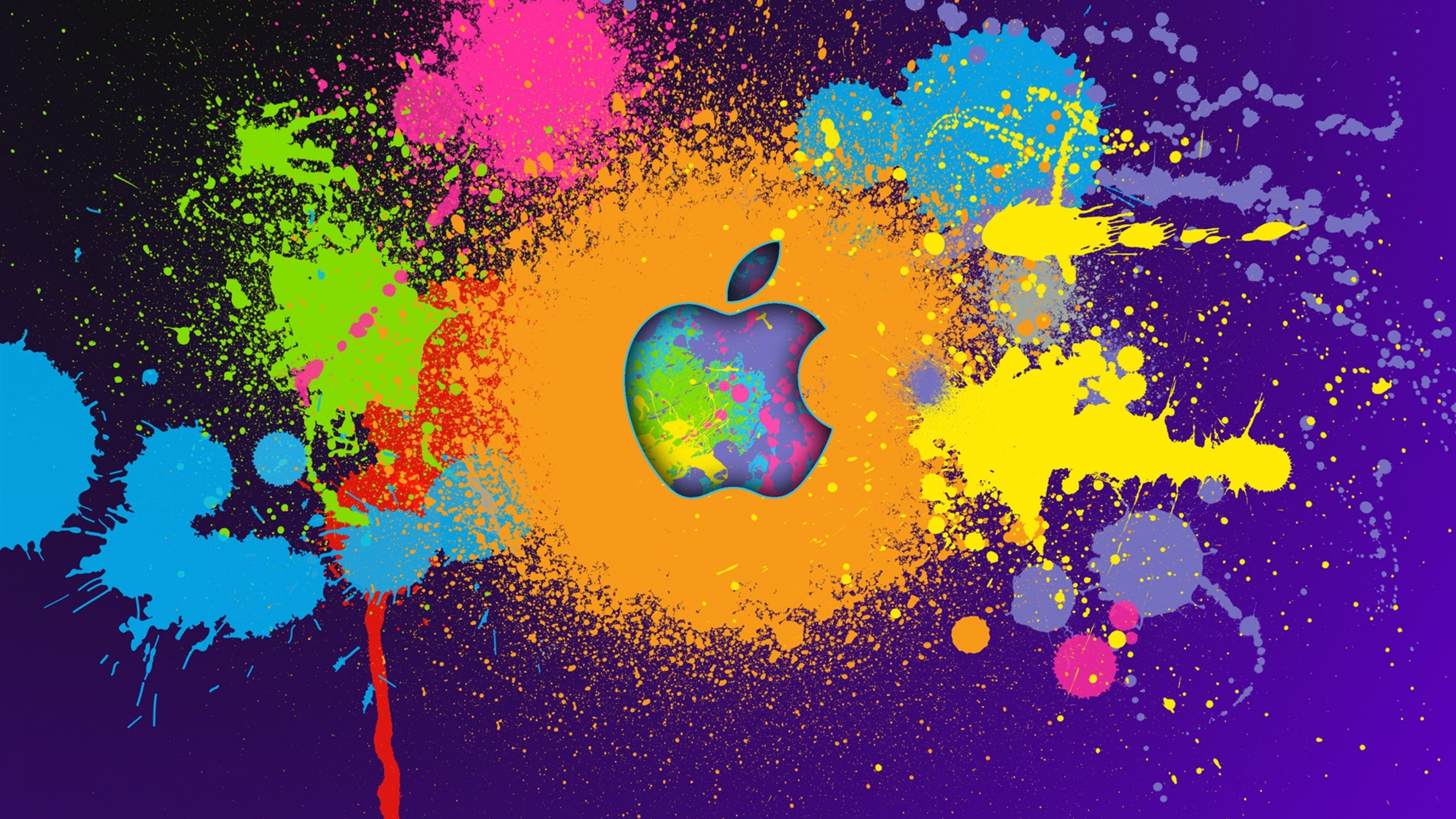 Apple Logo Paint Splatters Artwork Art Paint 3D Texture