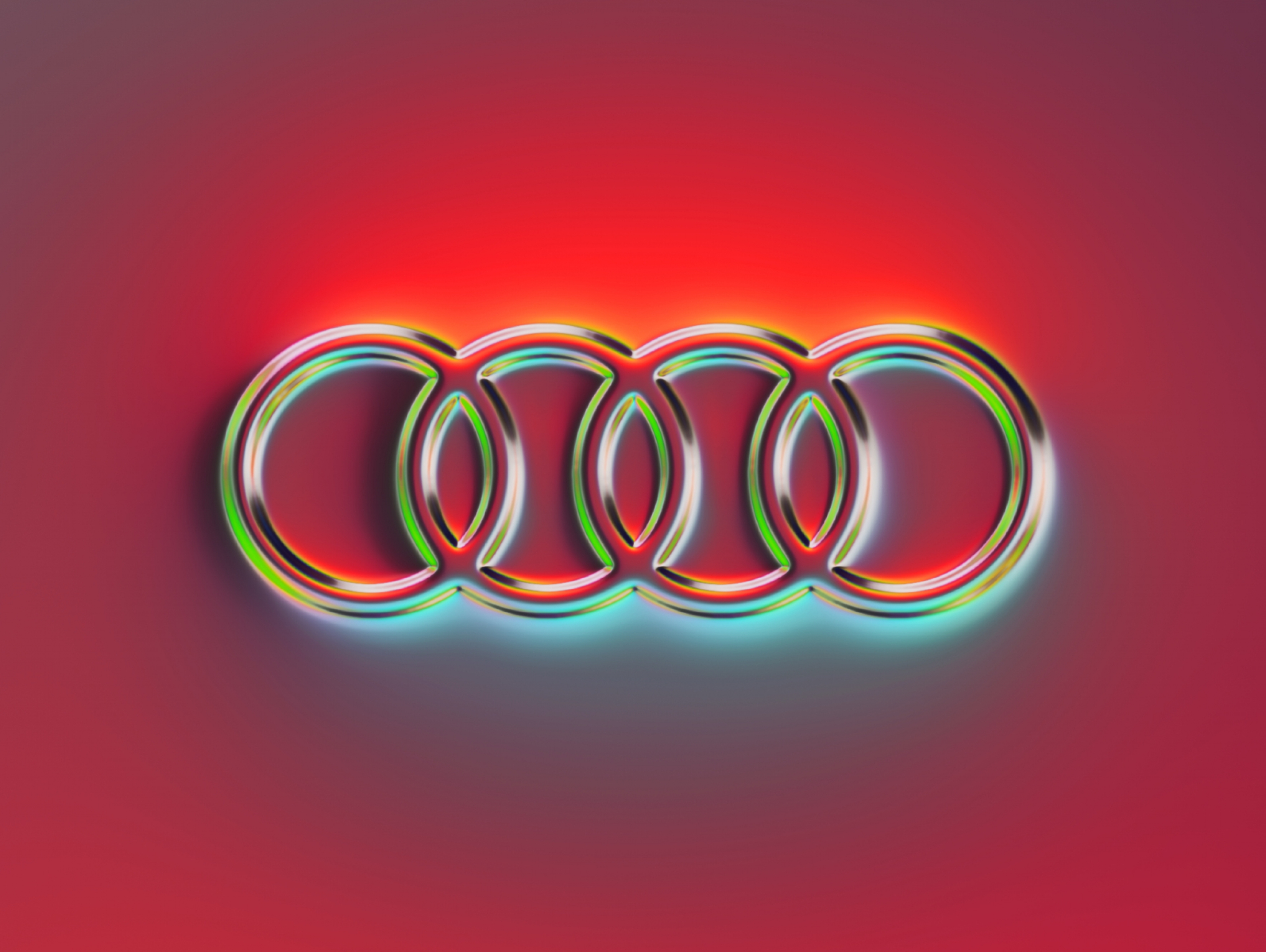 Audi Car Brand Colorful Glowing Metallic Logo wallpaper for Apple iPhone, Apple Watch, Mac, iPad and Apple Watch