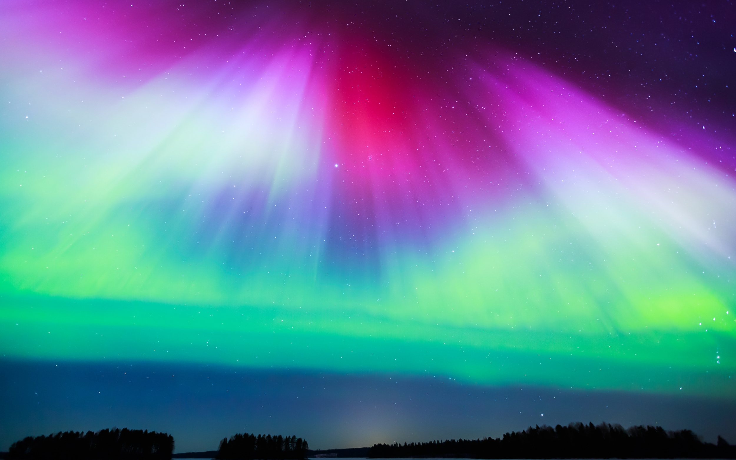 Aurora Borealis Vibrant Pink And Green Colorful 4K HD 5K