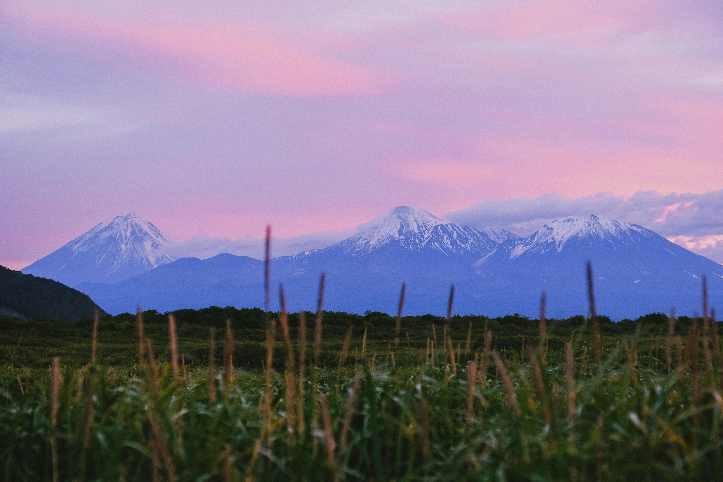 Baby Hues Sunset Over Snowcapped Mountain