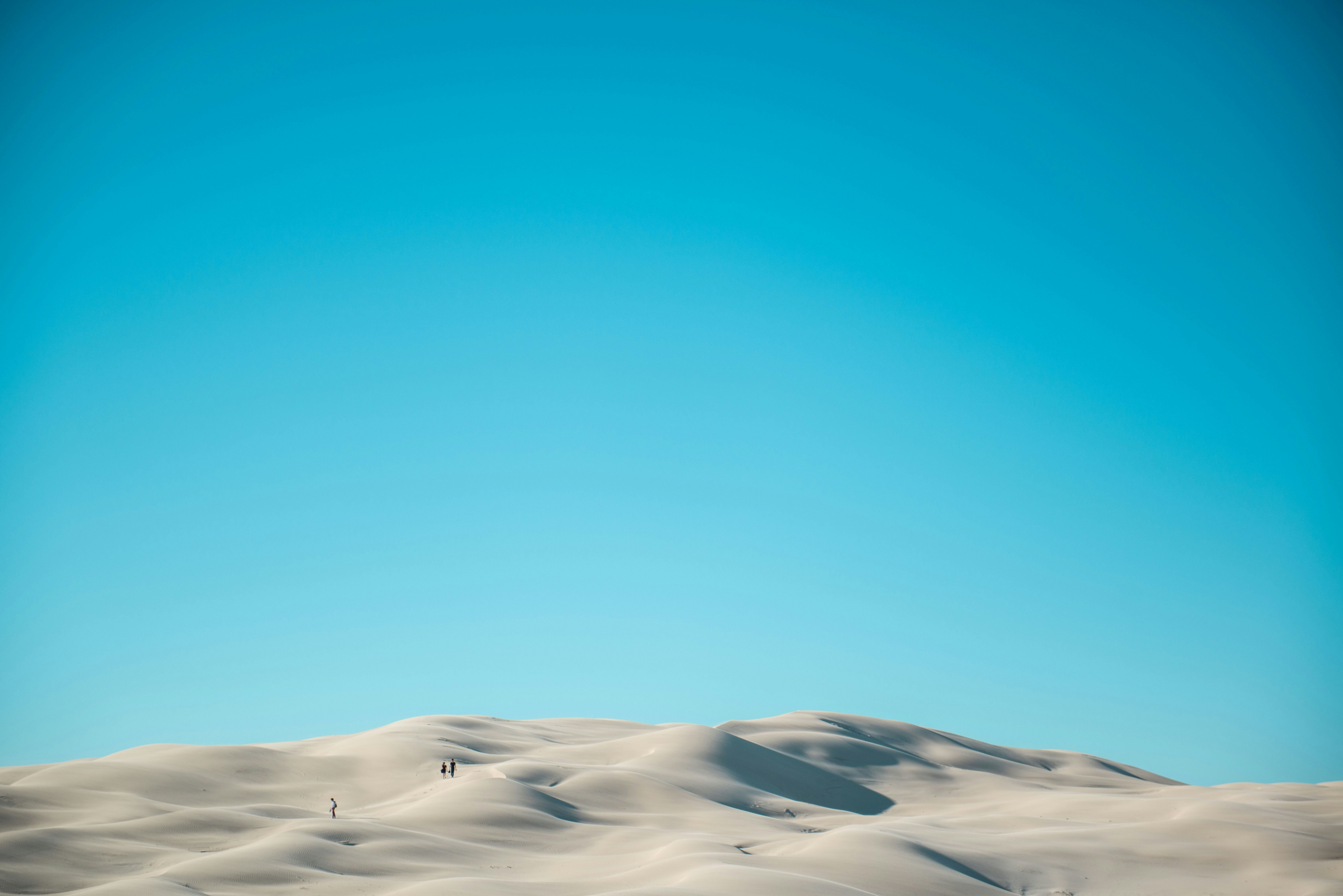 Barren Desert Landscape Sand Dunes Blue Sky