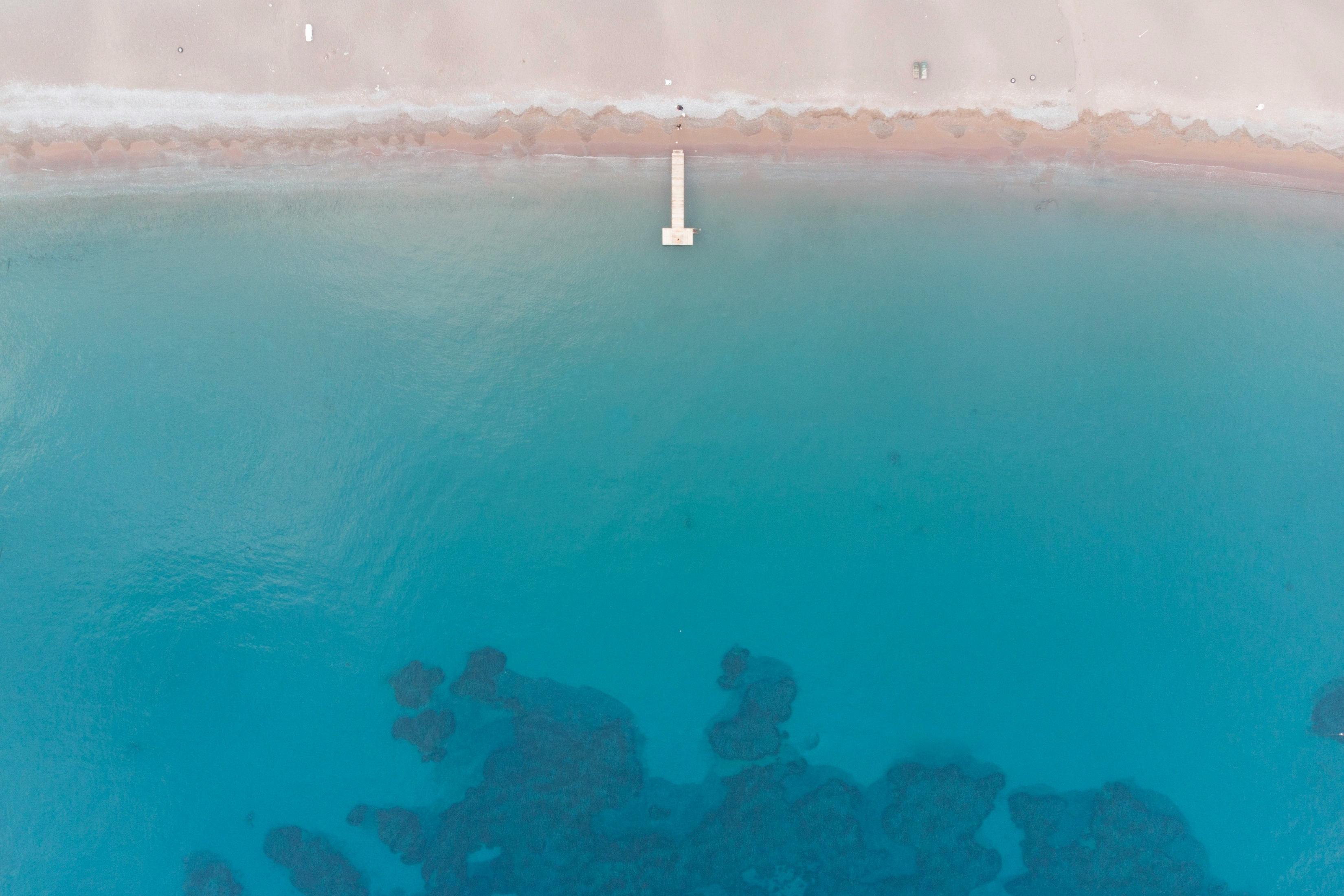 Beach Bayside From Above With Dock