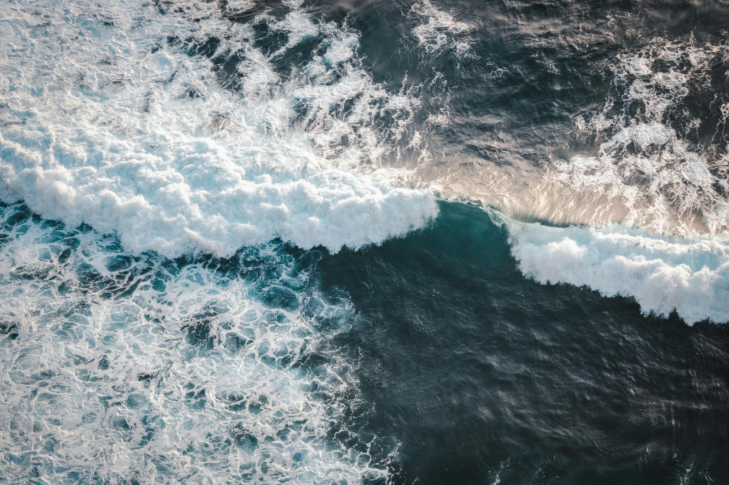 Beautiful Peaceful Crashing Waves From Above Drone Video Footage